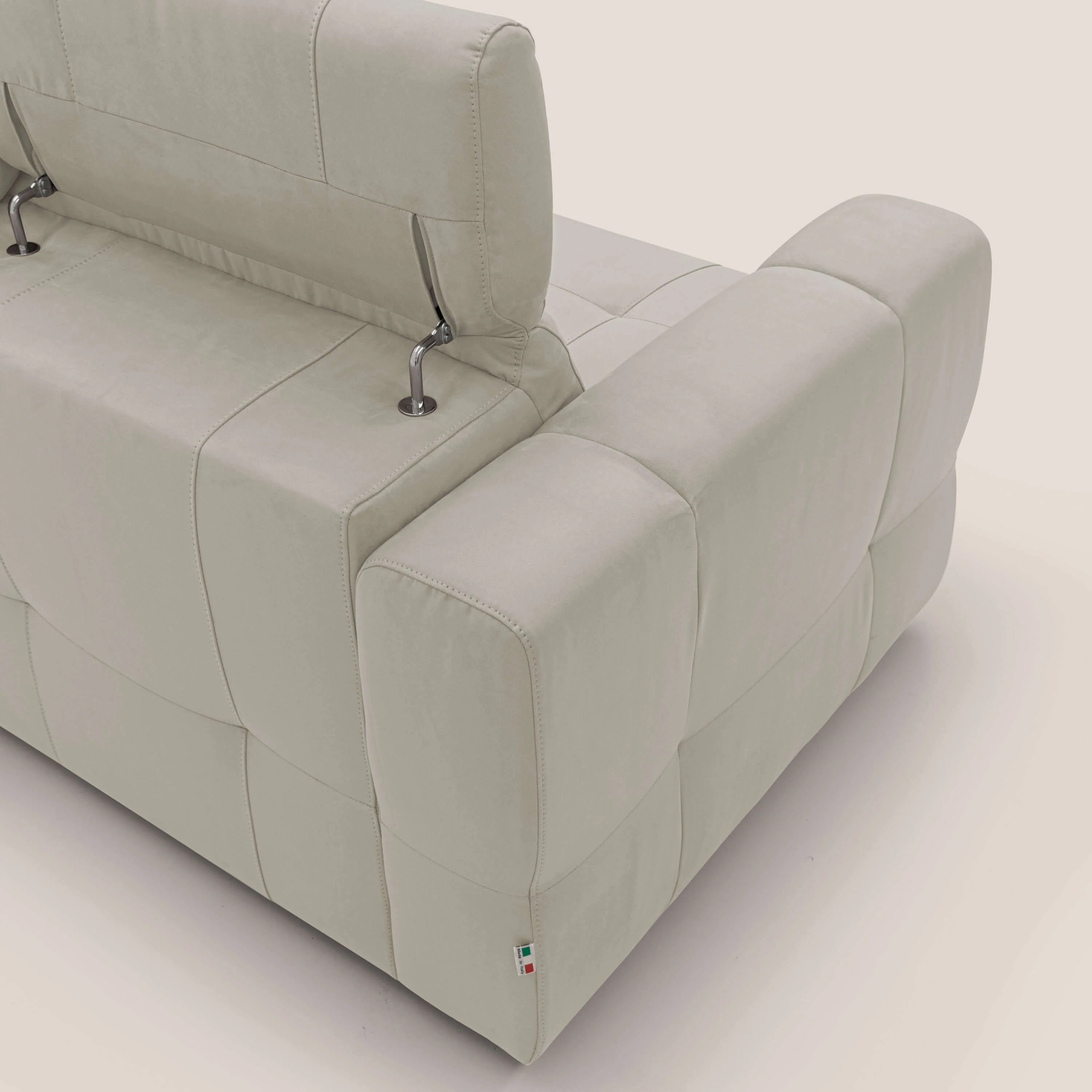 Kronos Canapé avec pouf extractible et têtières inclinalbes en microfibre douce imperméable T11 crème - Image 11