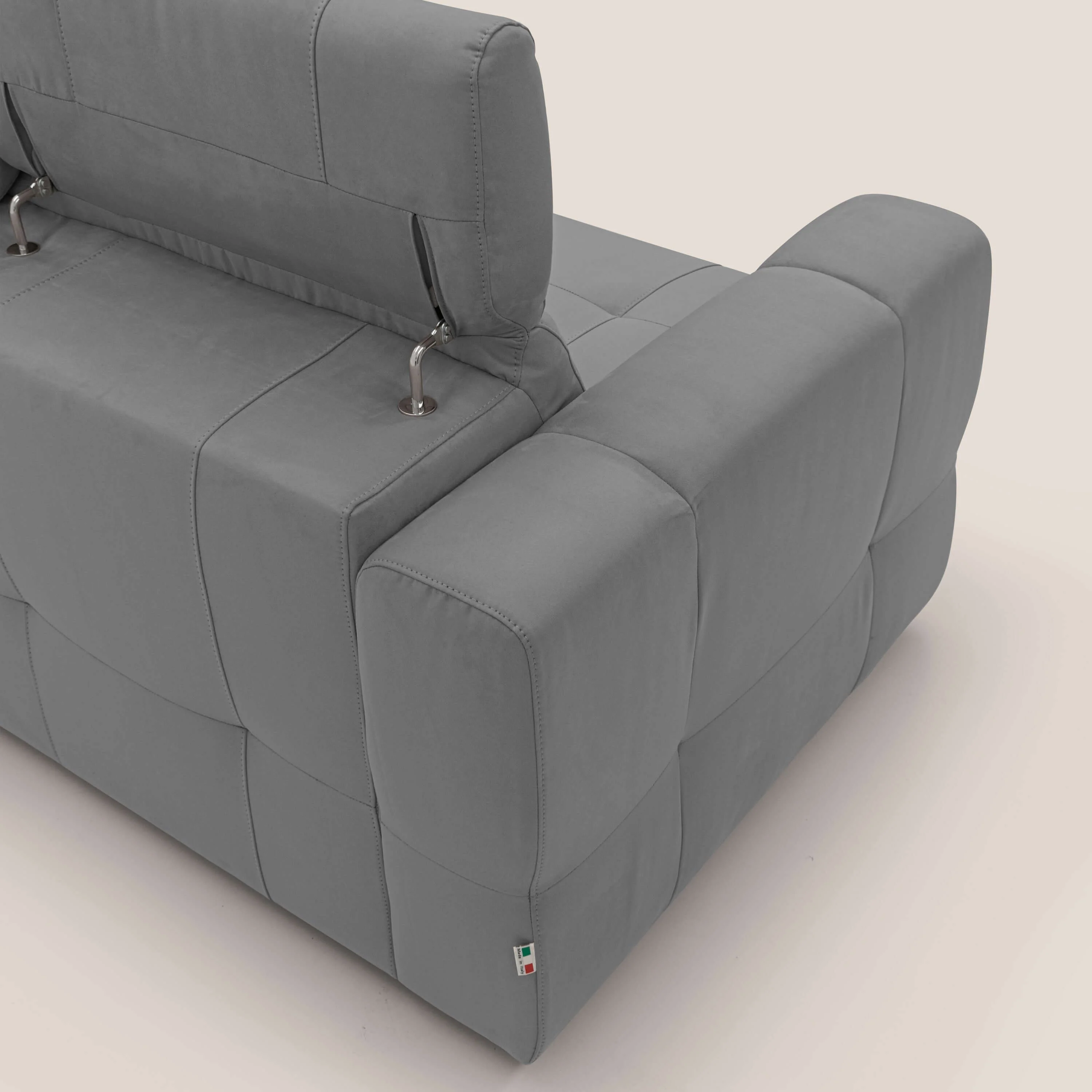 Kronos Canapé avec pouf extractible et têtières inclinalbes en microfibre douce imperméable T11 gris - Image 11