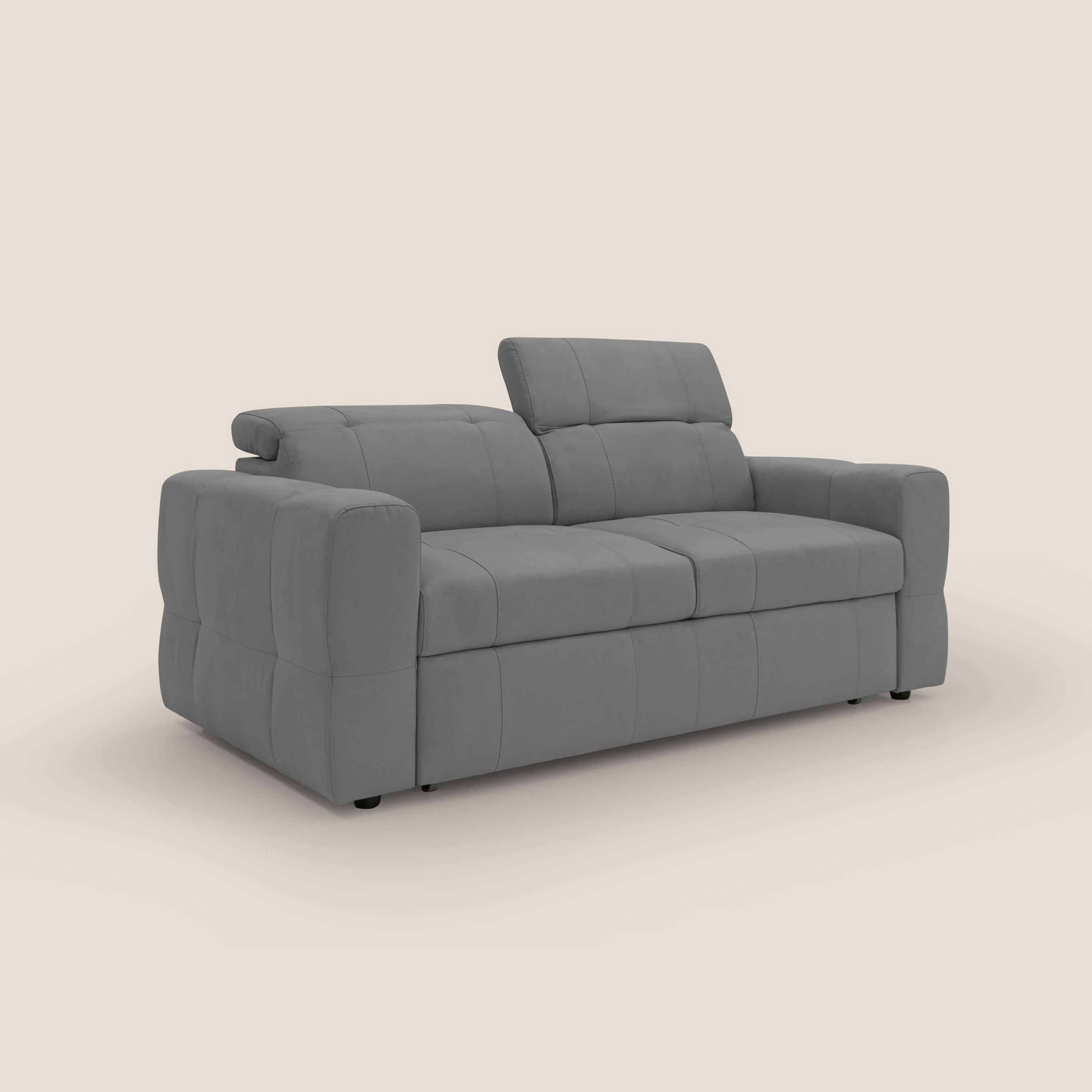 Kronos Canapé avec pouf extractible et têtières inclinalbes en microfibre douce imperméable T11 gris - Image 3
