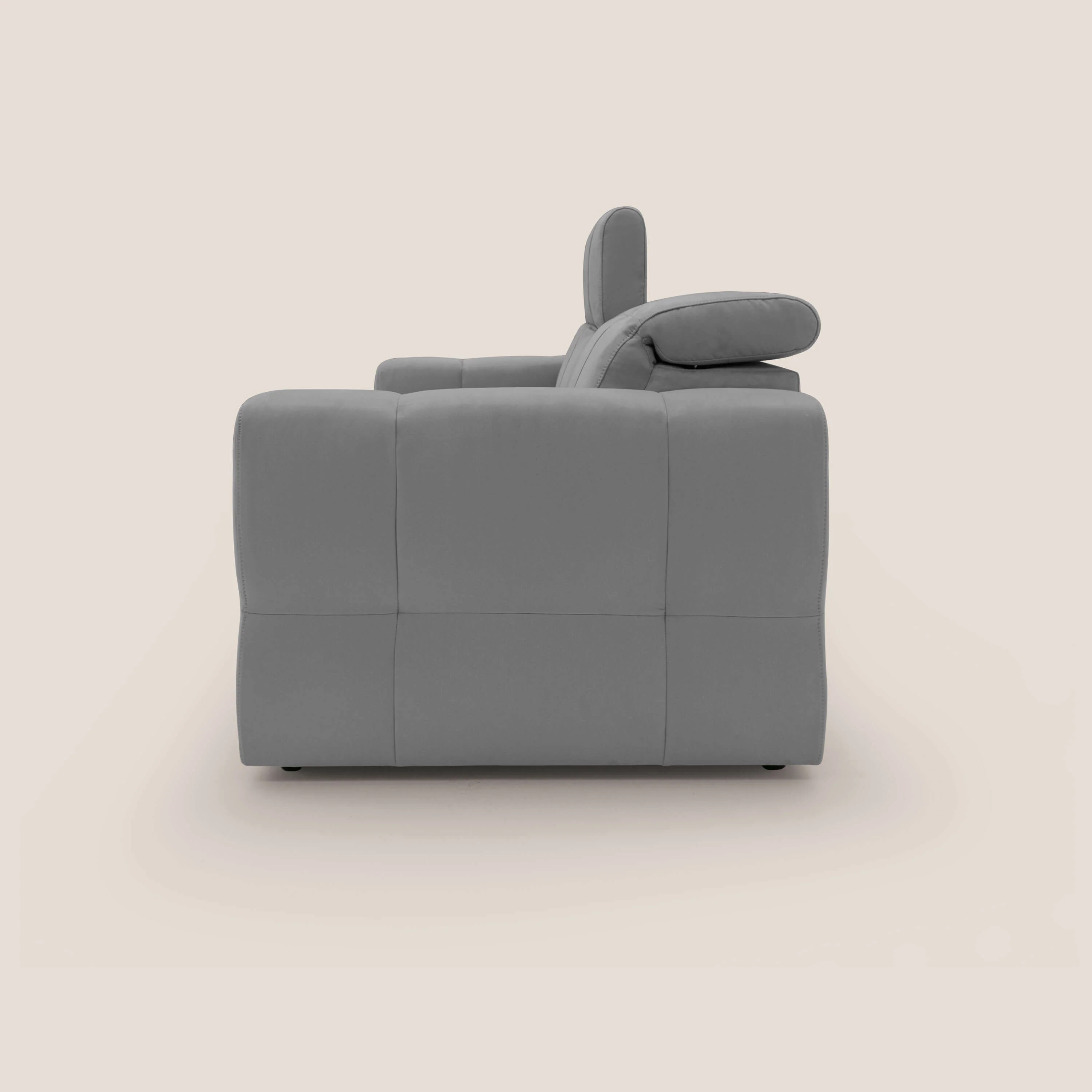 Kronos Canapé avec pouf extractible et têtières inclinalbes en microfibre douce imperméable T11 gris - Image 5