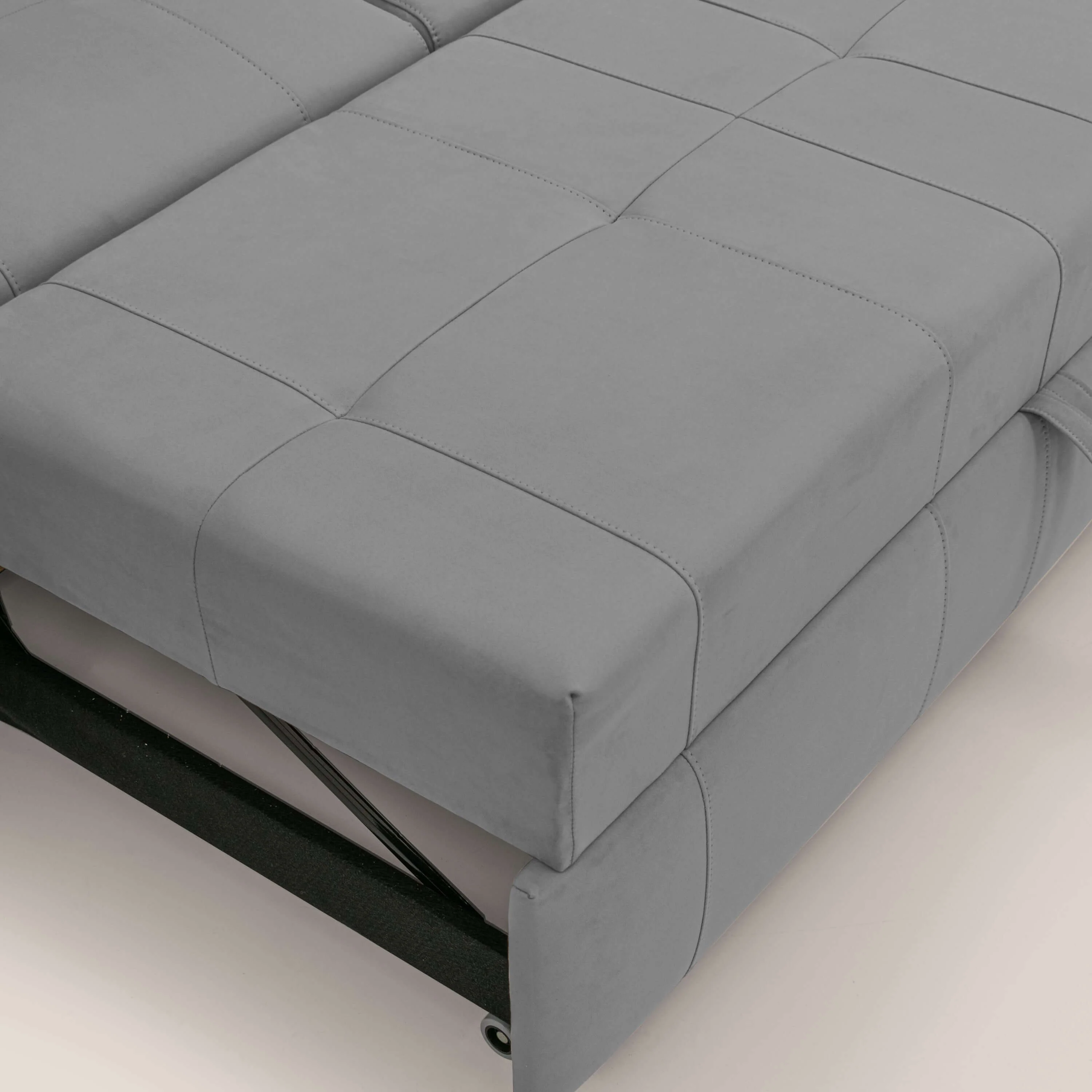 Kronos Canapé avec pouf extractible et têtières inclinalbes en microfibre douce imperméable T11 gris - Image 9