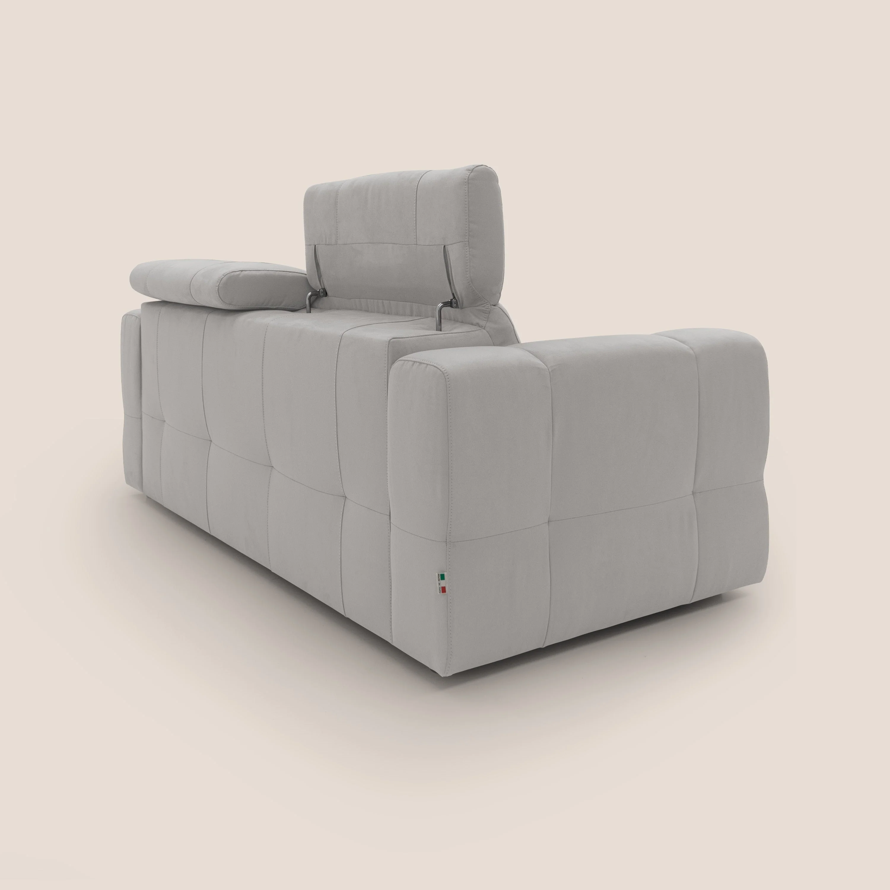 Kronos Canapé avec pouf extractible et têtières inclinalbes en microfibre douce imperméable T11 gris clair - Image 10
