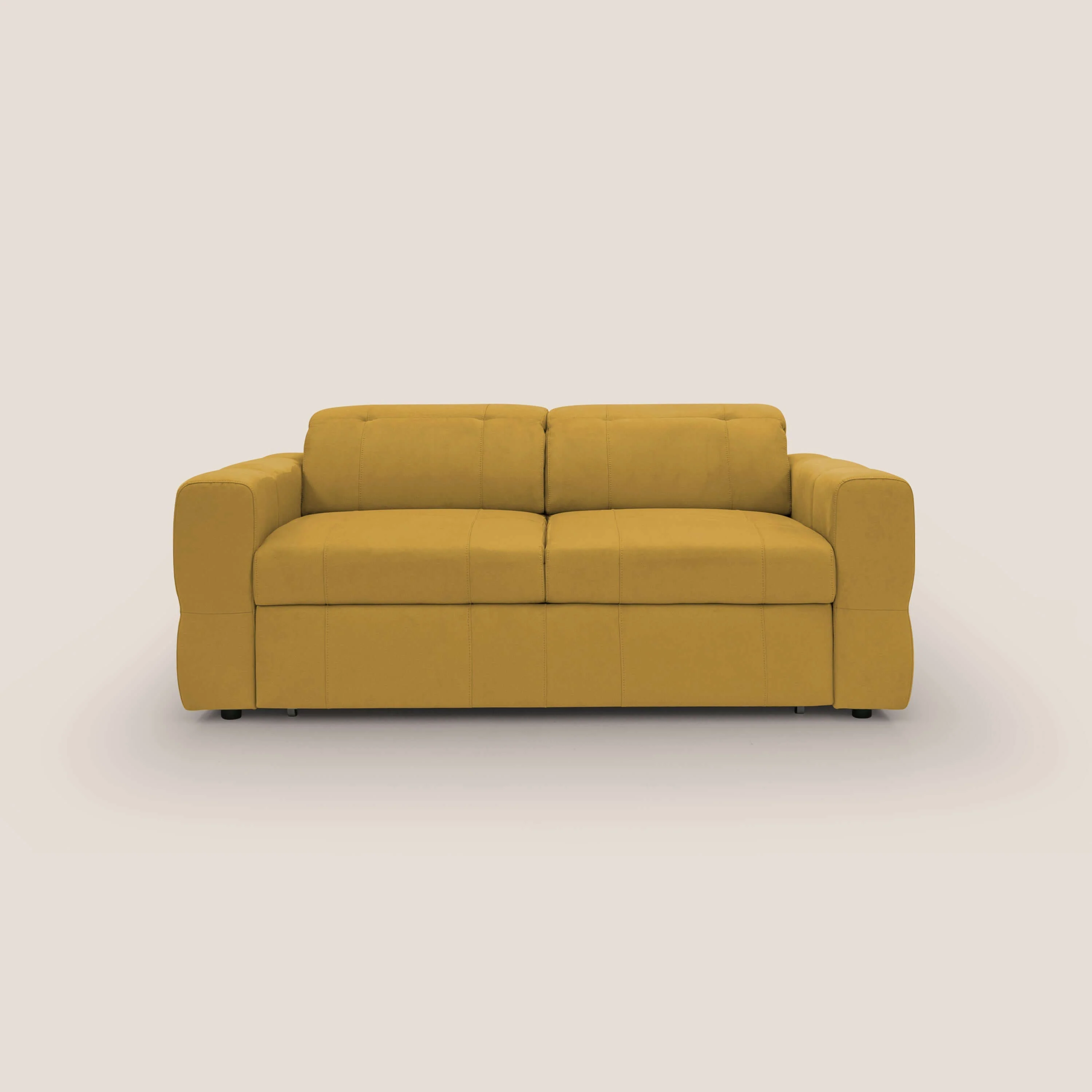 Kronos Canapé avec pouf extractible et têtières inclinalbes en microfibre douce imperméable T11 jaune