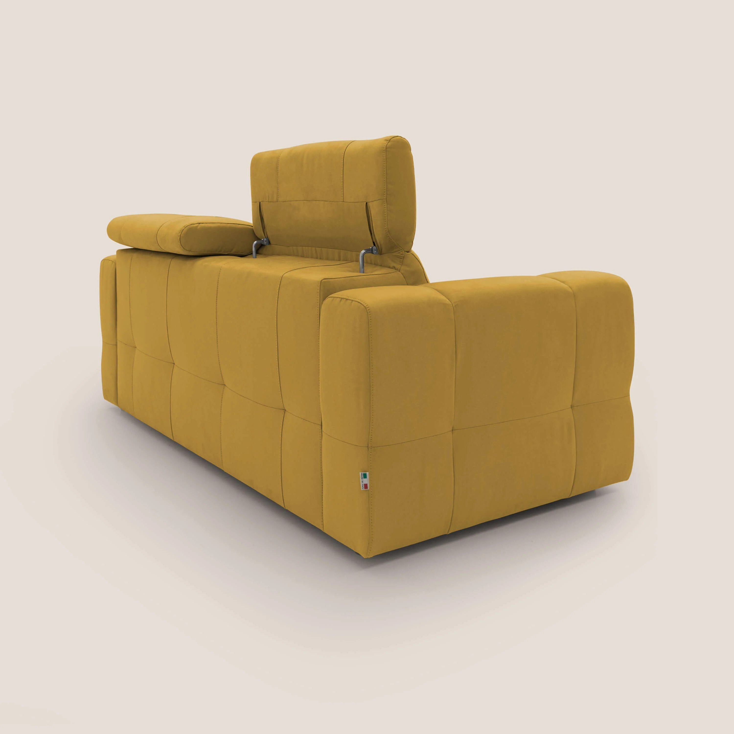 Kronos Canapé avec pouf extractible et têtières inclinalbes en microfibre douce imperméable T11 jaune - Image 10