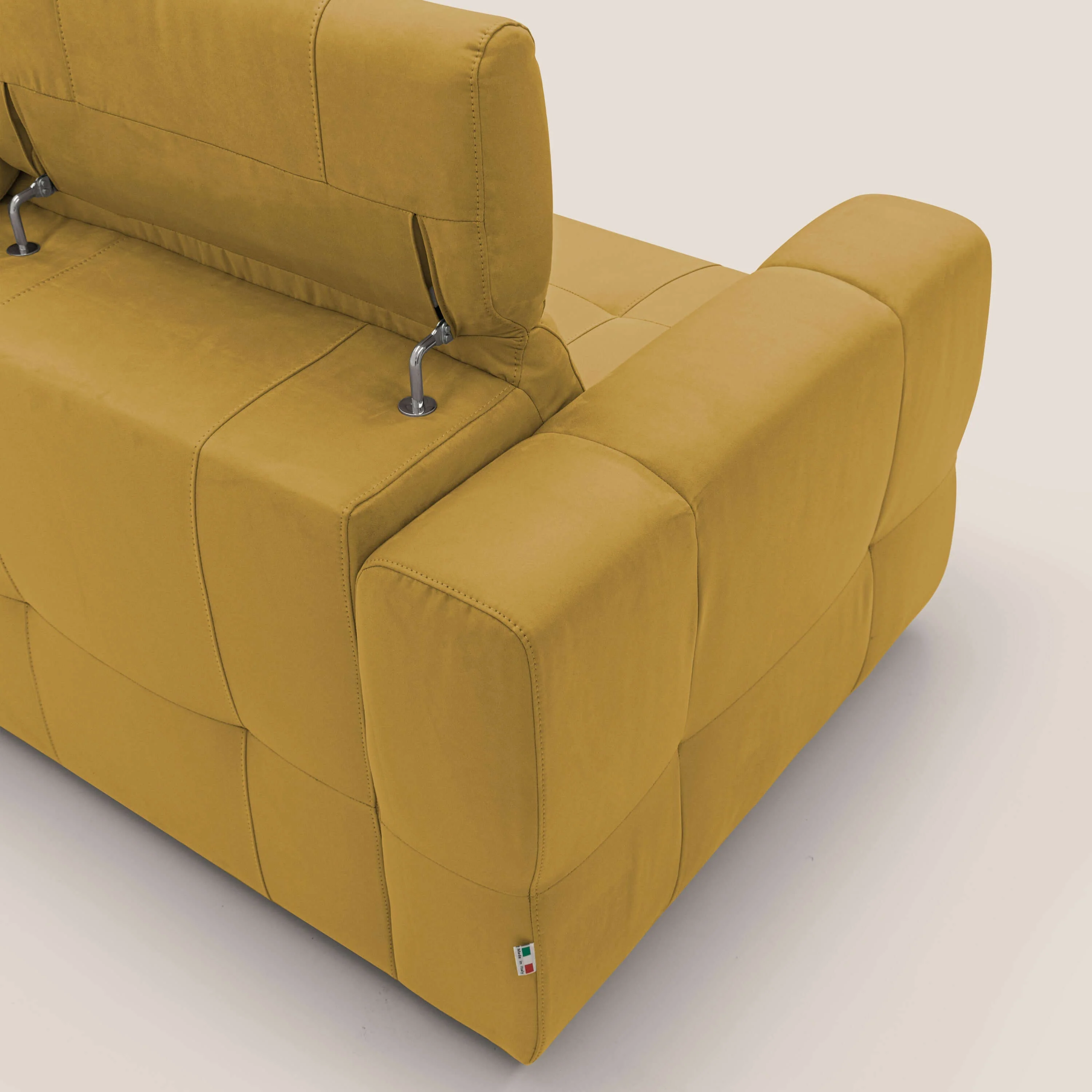 Kronos Canapé avec pouf extractible et têtières inclinalbes en microfibre douce imperméable T11 jaune - Image 11