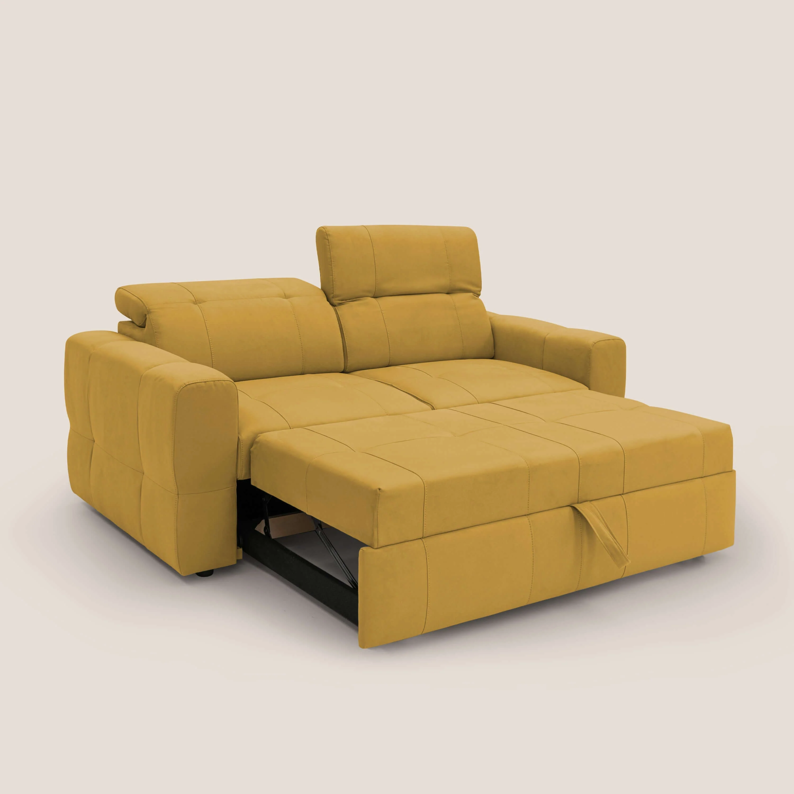 Kronos Canapé avec pouf extractible et têtières inclinalbes en microfibre douce imperméable T11 jaune - Image 2