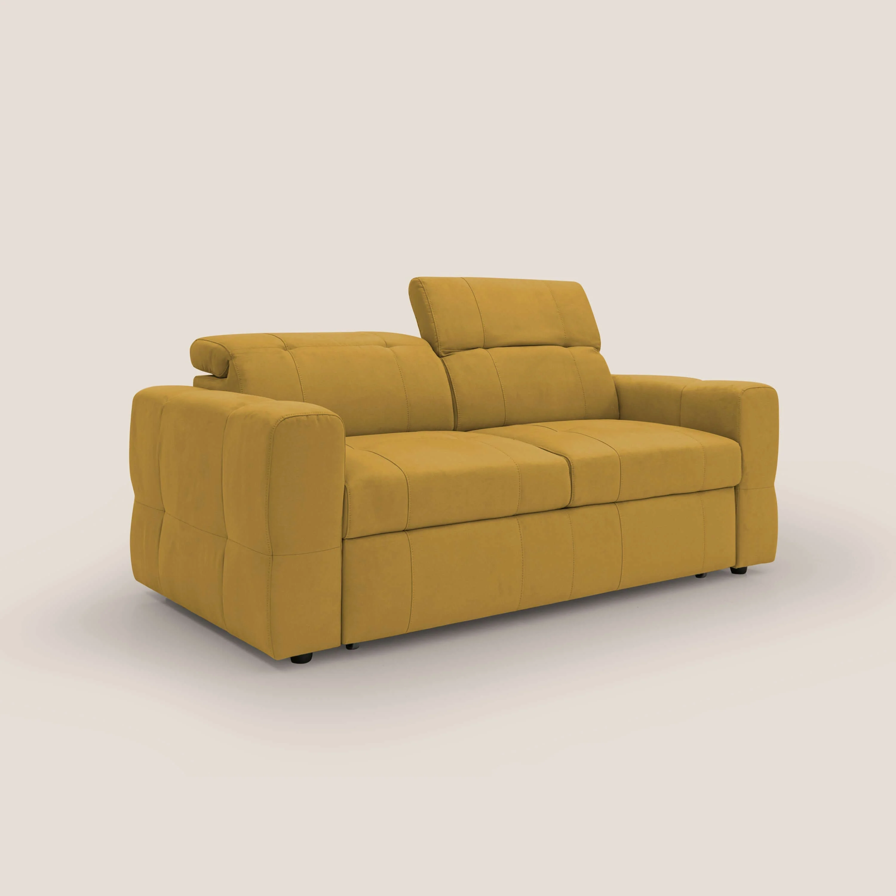 Kronos Canapé avec pouf extractible et têtières inclinalbes en microfibre douce imperméable T11 jaune - Image 3