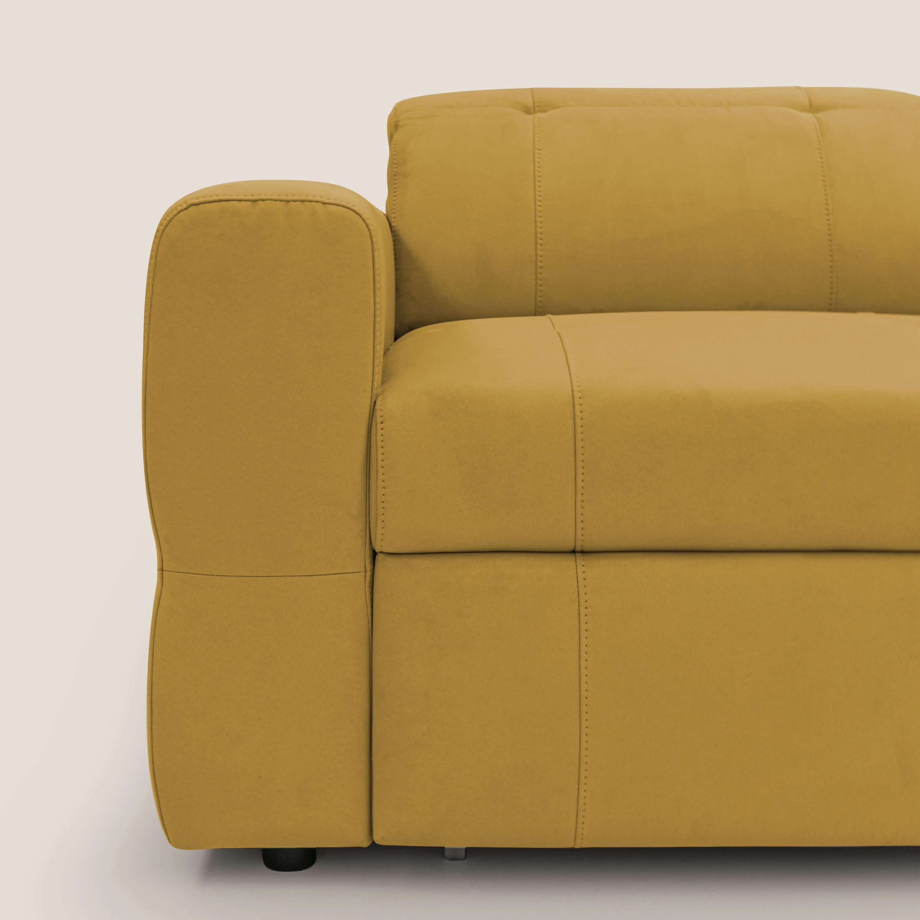 Kronos Canapé avec pouf extractible et têtières inclinalbes en microfibre douce imperméable T11 jaune - Image 4