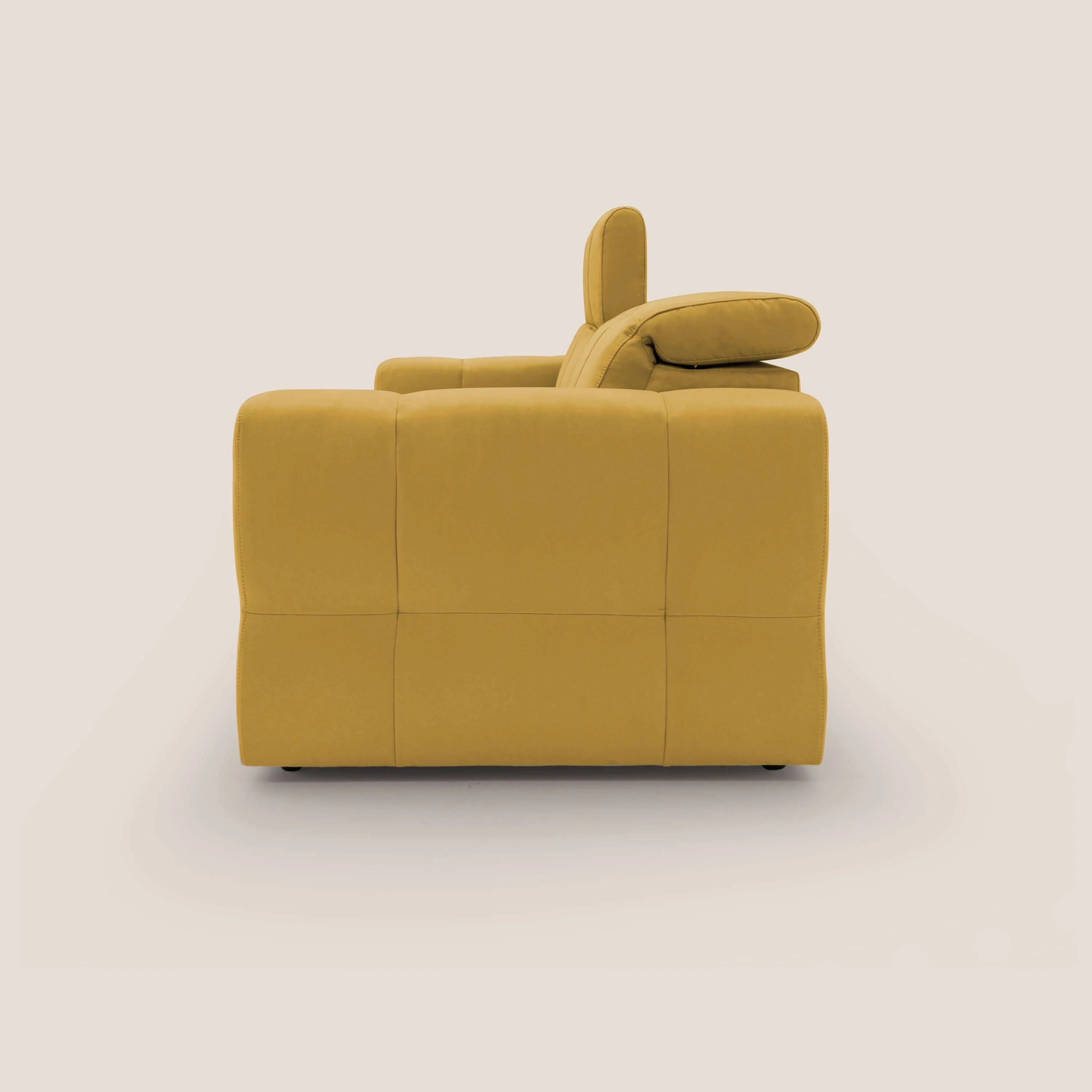 Kronos Canapé avec pouf extractible et têtières inclinalbes en microfibre douce imperméable T11 jaune - Image 5