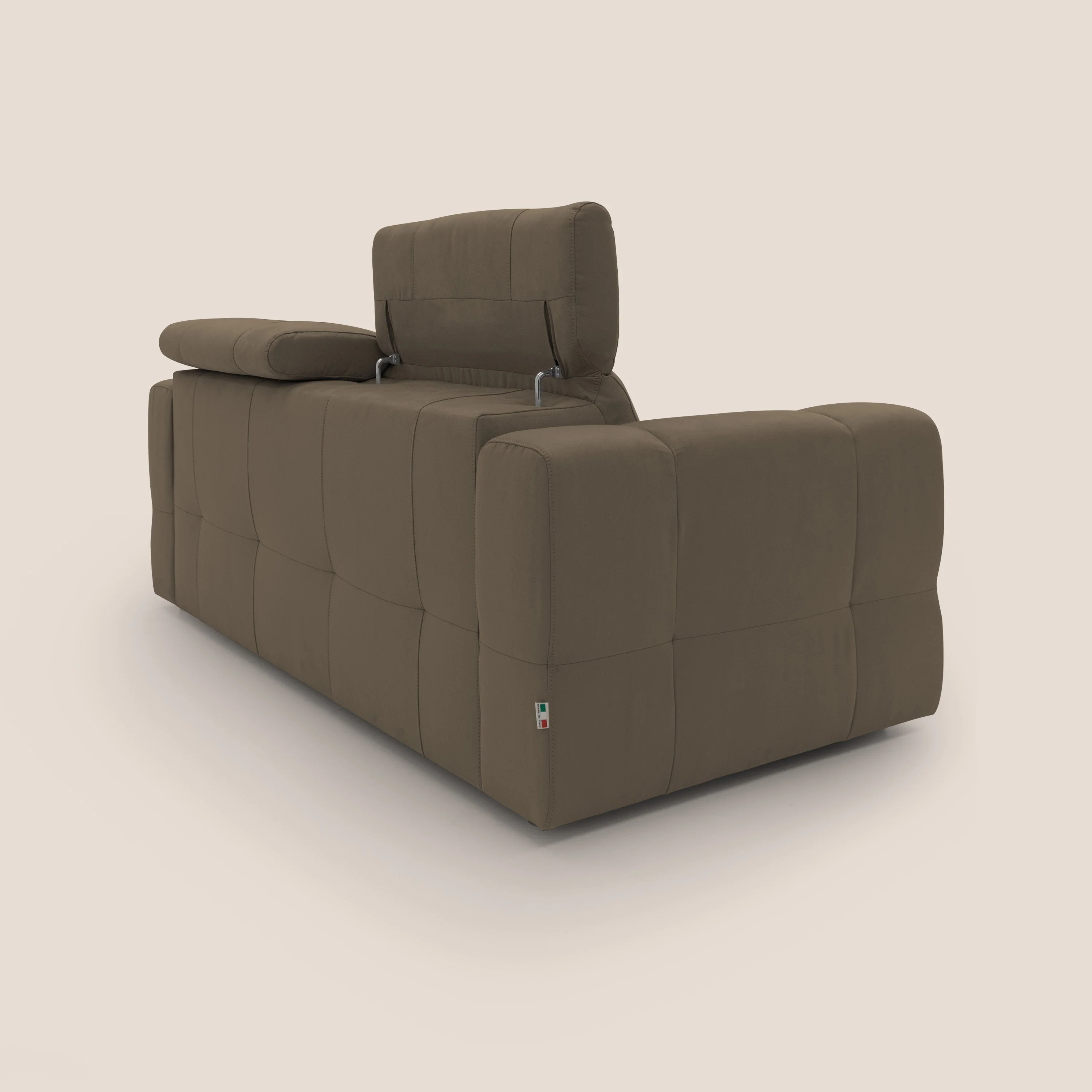 Kronos Canapé avec pouf extractible et têtières inclinalbes en microfibre douce imperméable T11 marron - Image 10