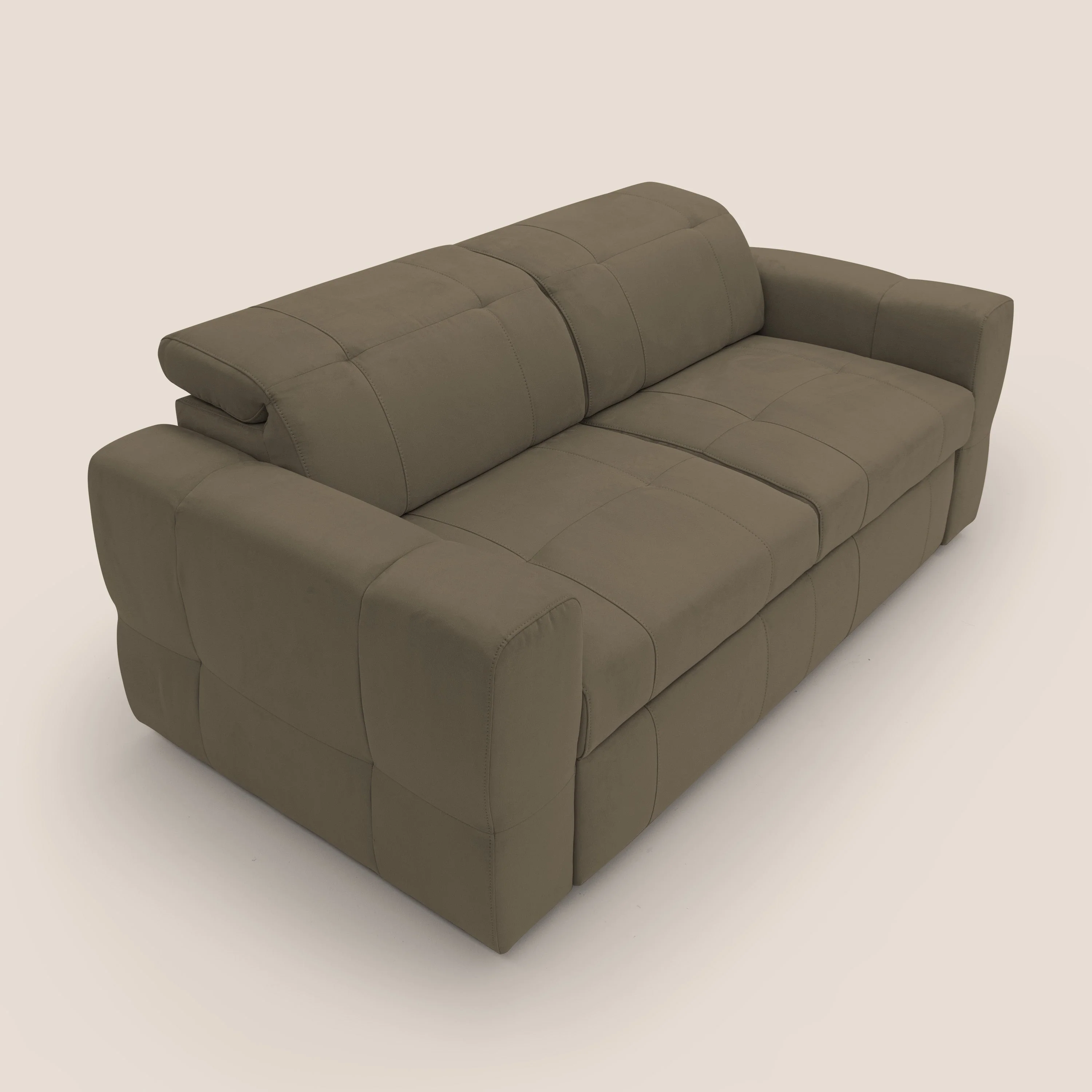 Kronos Canapé avec pouf extractible et têtières inclinalbes en microfibre douce imperméable T11 marron - Image 7
