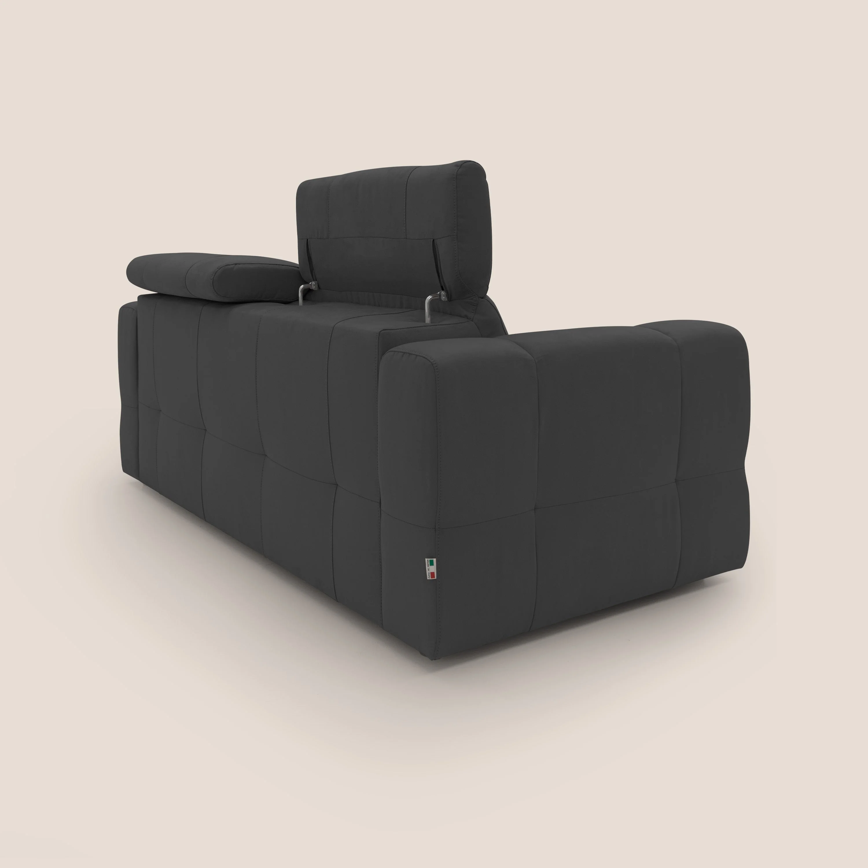 Kronos Canapé avec pouf extractible et têtières inclinalbes en microfibre douce imperméable T11 noir - Image 10