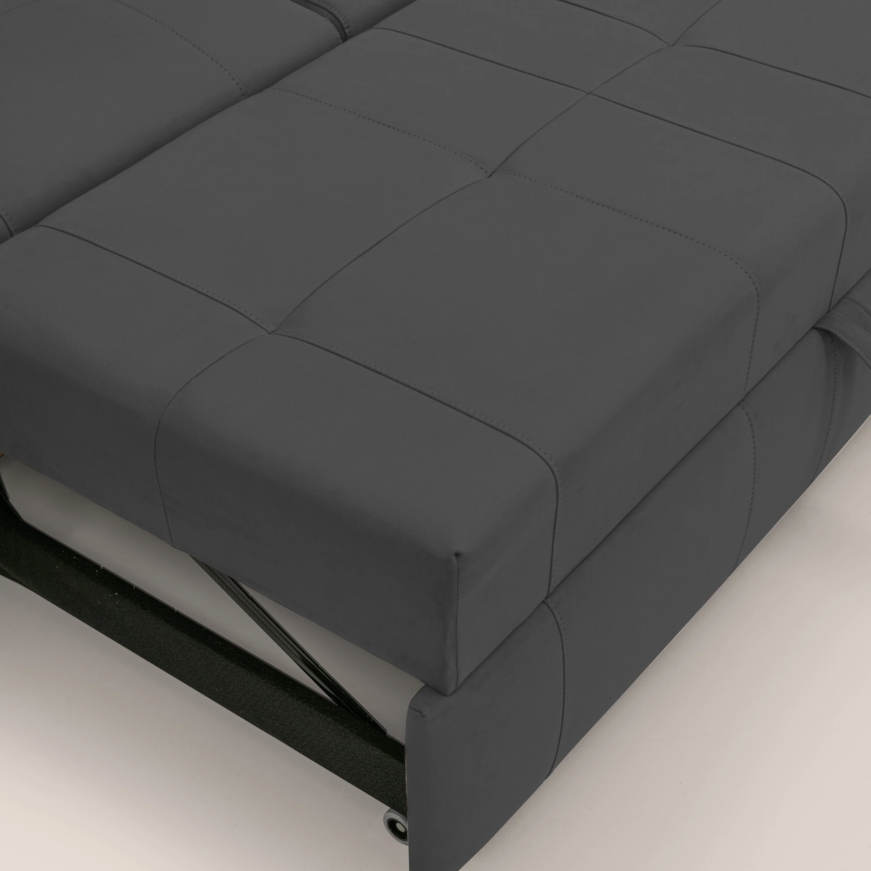 Kronos Canapé avec pouf extractible et têtières inclinalbes en microfibre douce imperméable T11 noir - Image 9