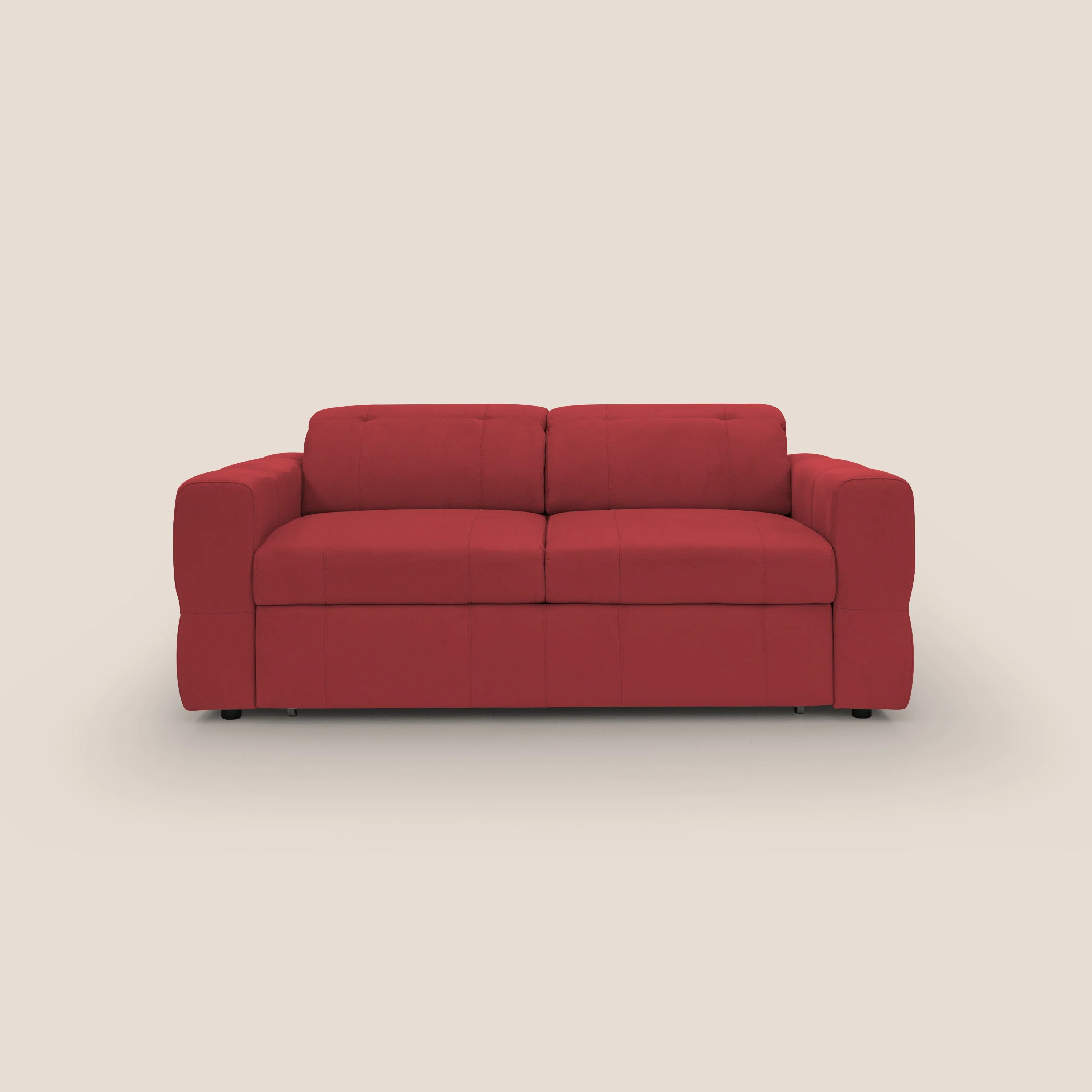Kronos Canapé avec pouf extractible et têtières inclinalbes en microfibre douce imperméable T11 rouge