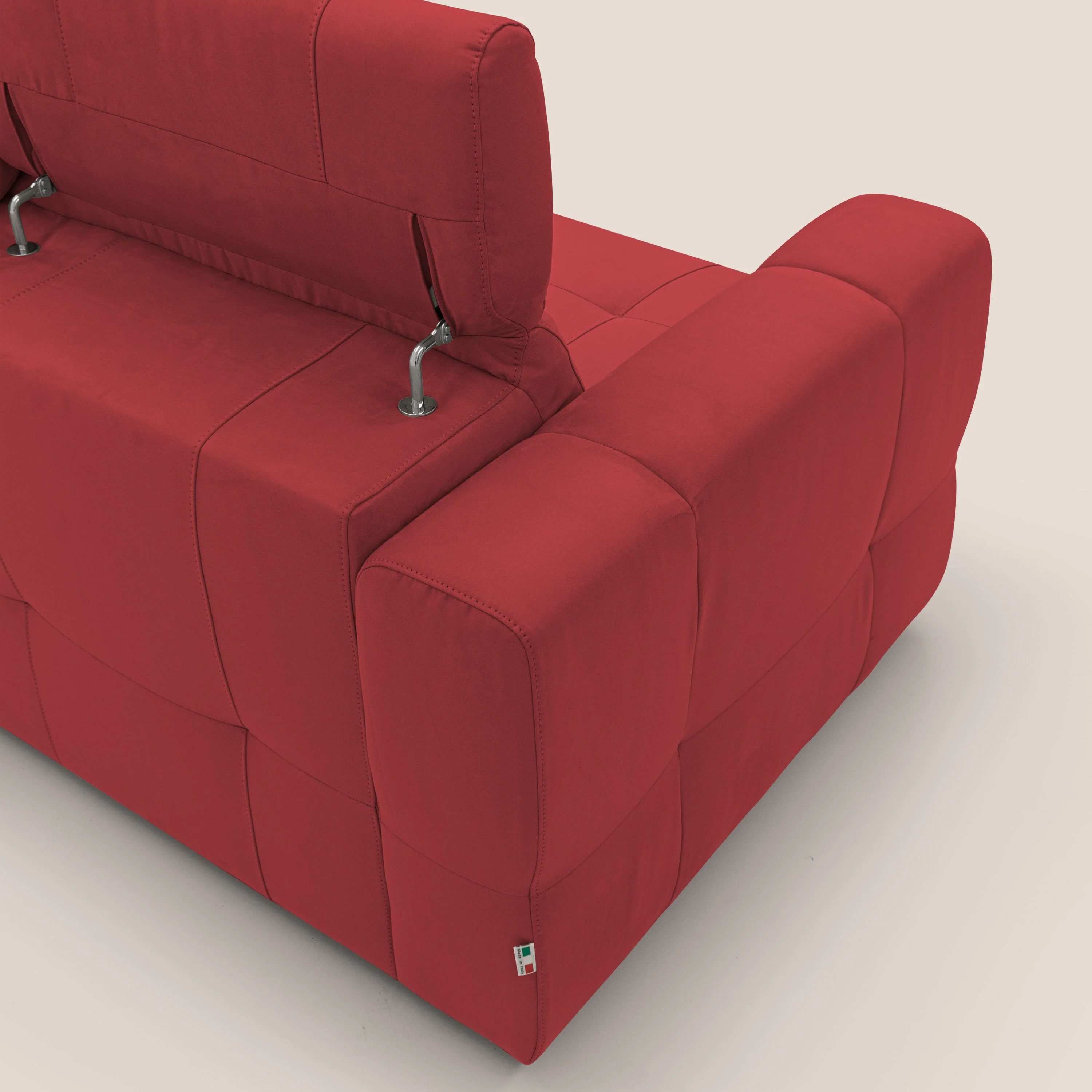 Kronos Canapé avec pouf extractible et têtières inclinalbes en microfibre douce imperméable T11 rouge - Image 11