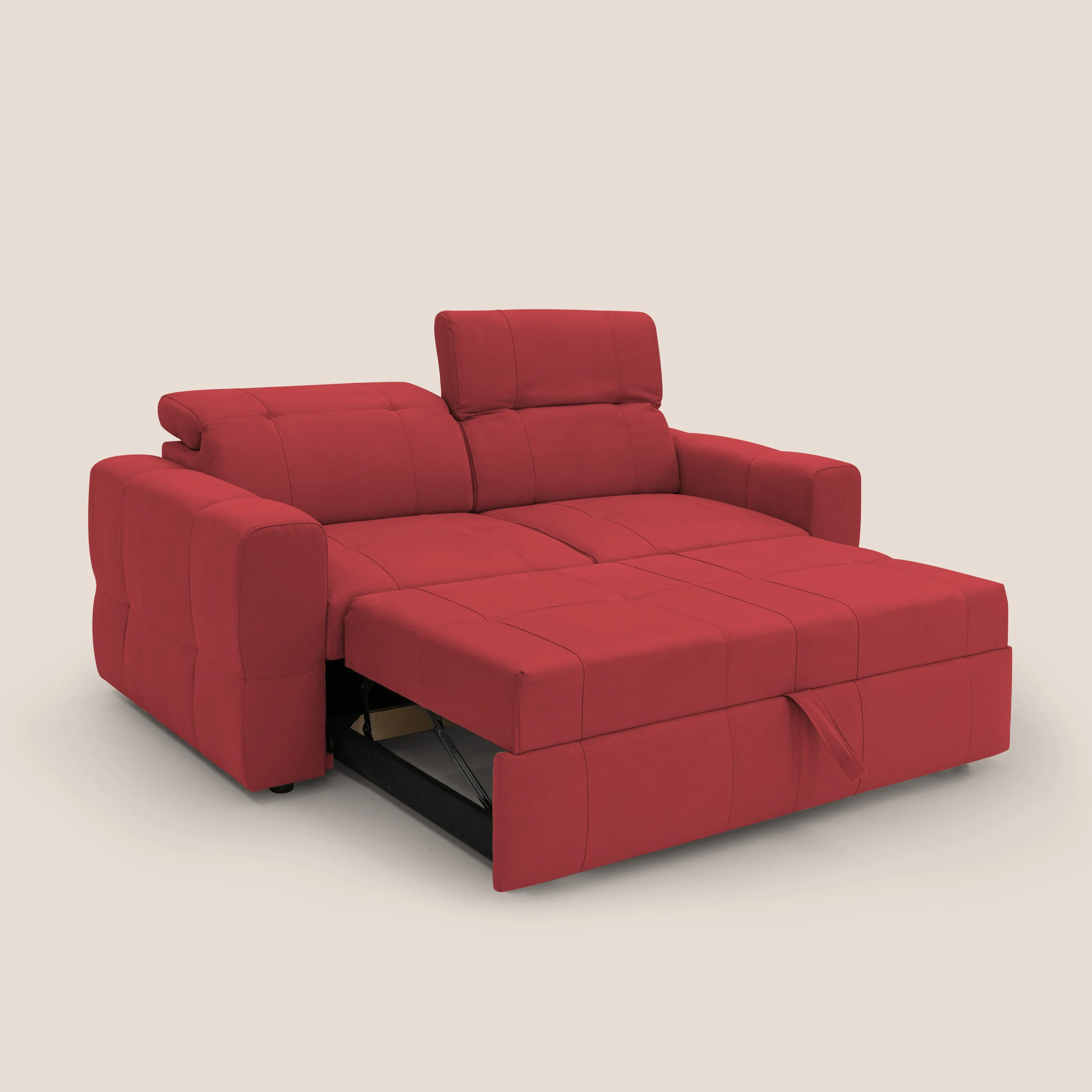 Kronos Canapé avec pouf extractible et têtières inclinalbes en microfibre douce imperméable T11 rouge - Image 2