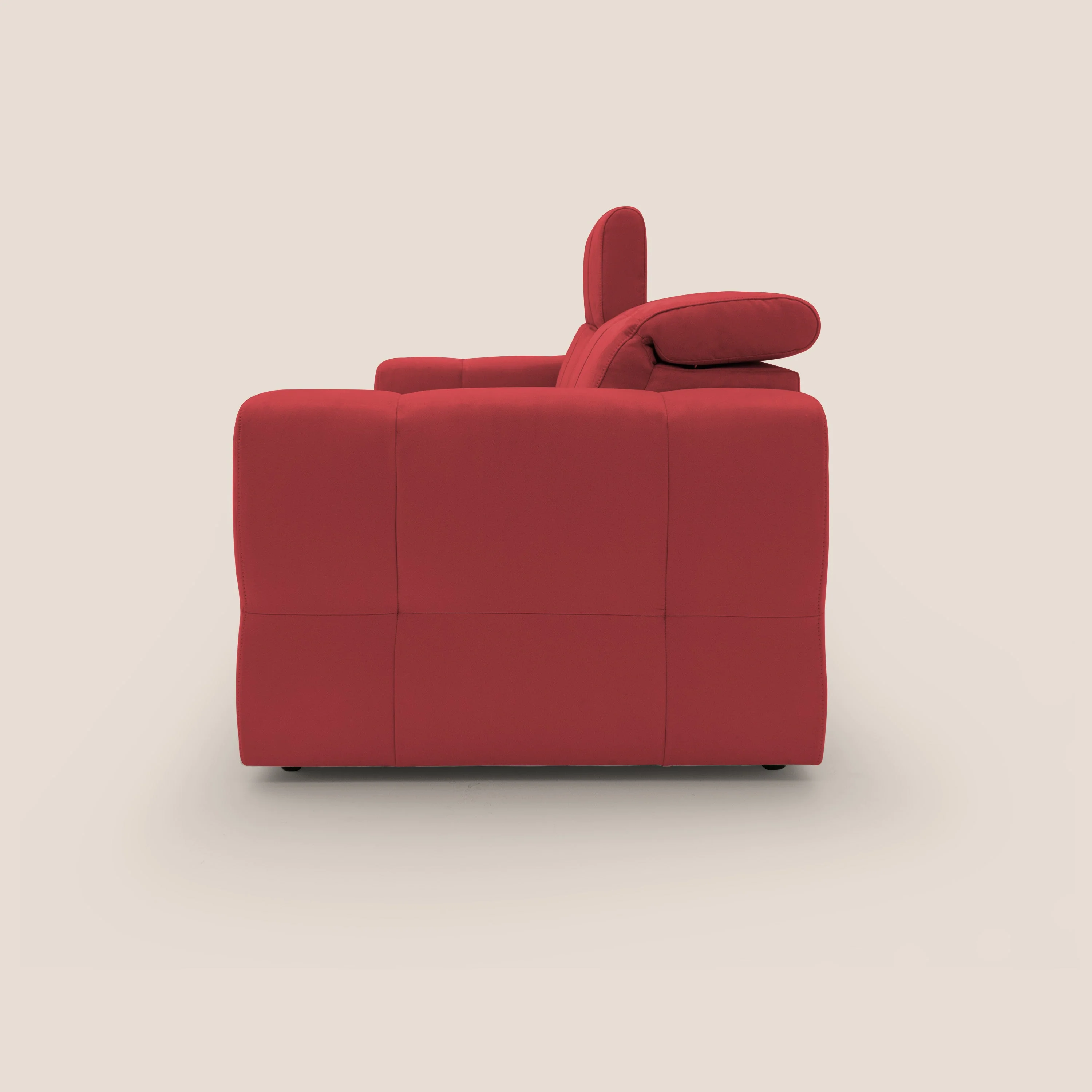 Kronos Canapé avec pouf extractible et têtières inclinalbes en microfibre douce imperméable T11 rouge - Image 5