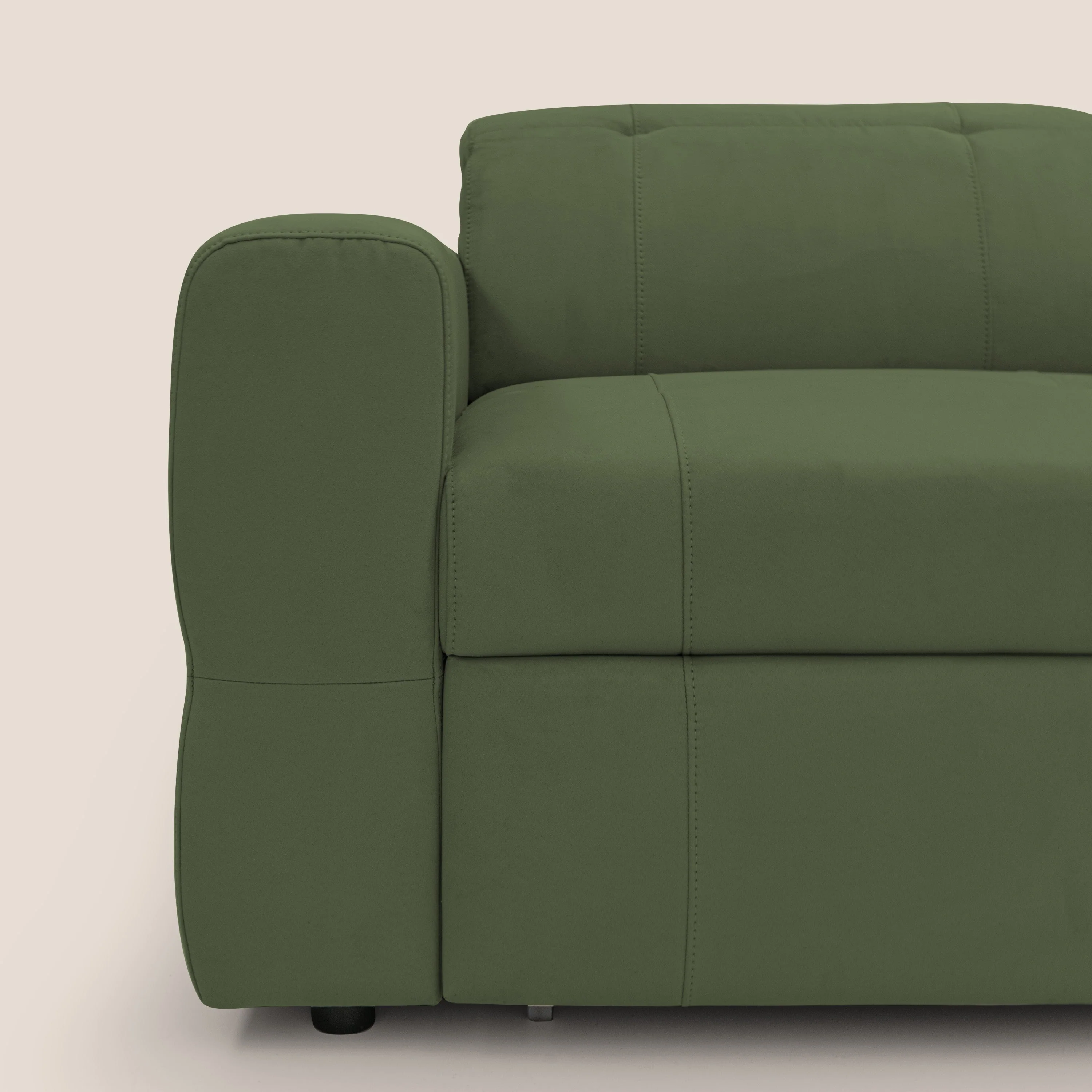 Kronos Canapé avec pouf extractible et têtières inclinalbes en microfibre douce imperméable T11 vert - Image 4