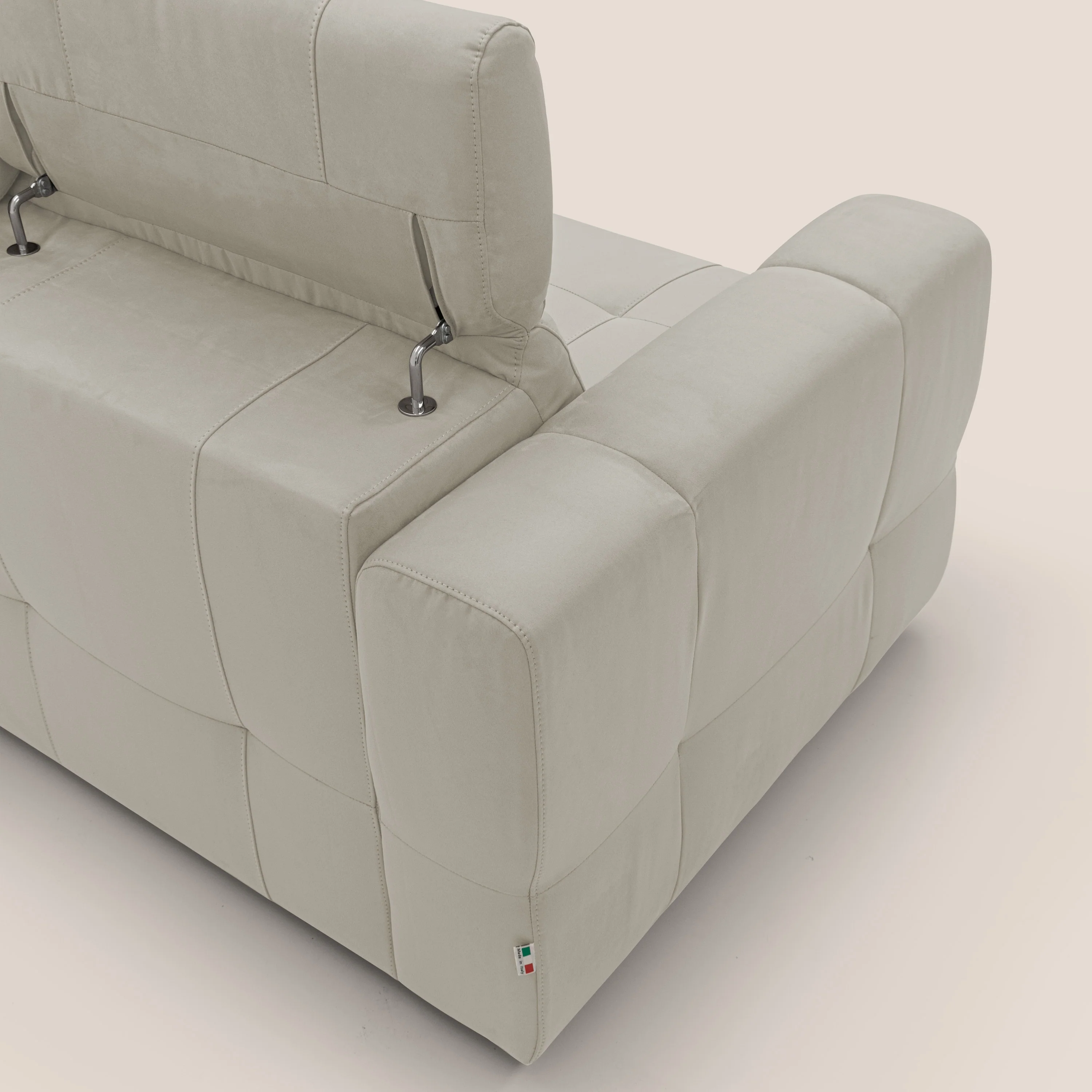 Kronos Canapé d'angle avec extractible et pouf coffre en micorfibre imperméable T11 crème - Image 11
