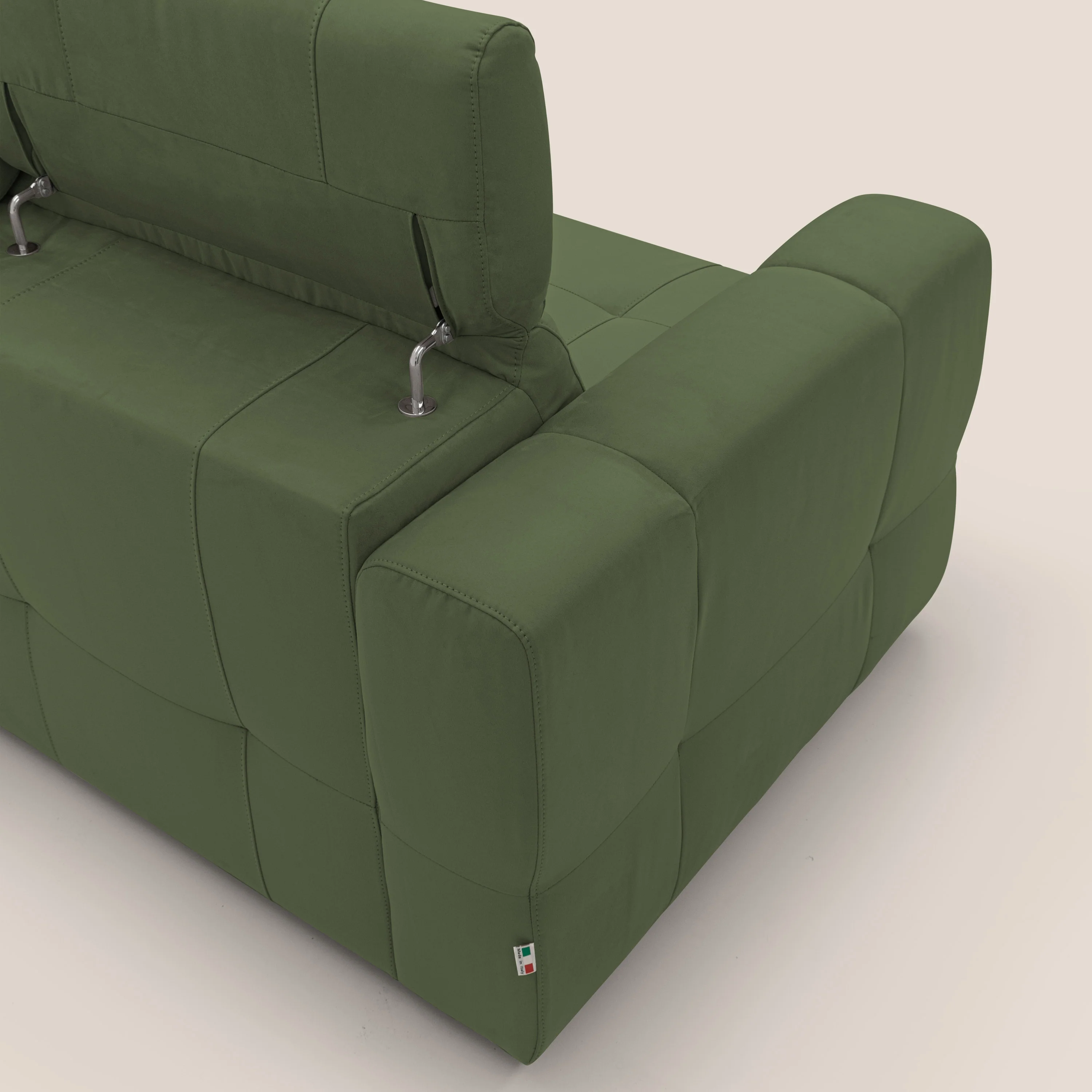 Kronos Canapé d'angle avec extractible et pouf coffre en micorfibre imperméable T11 vert - Image 11