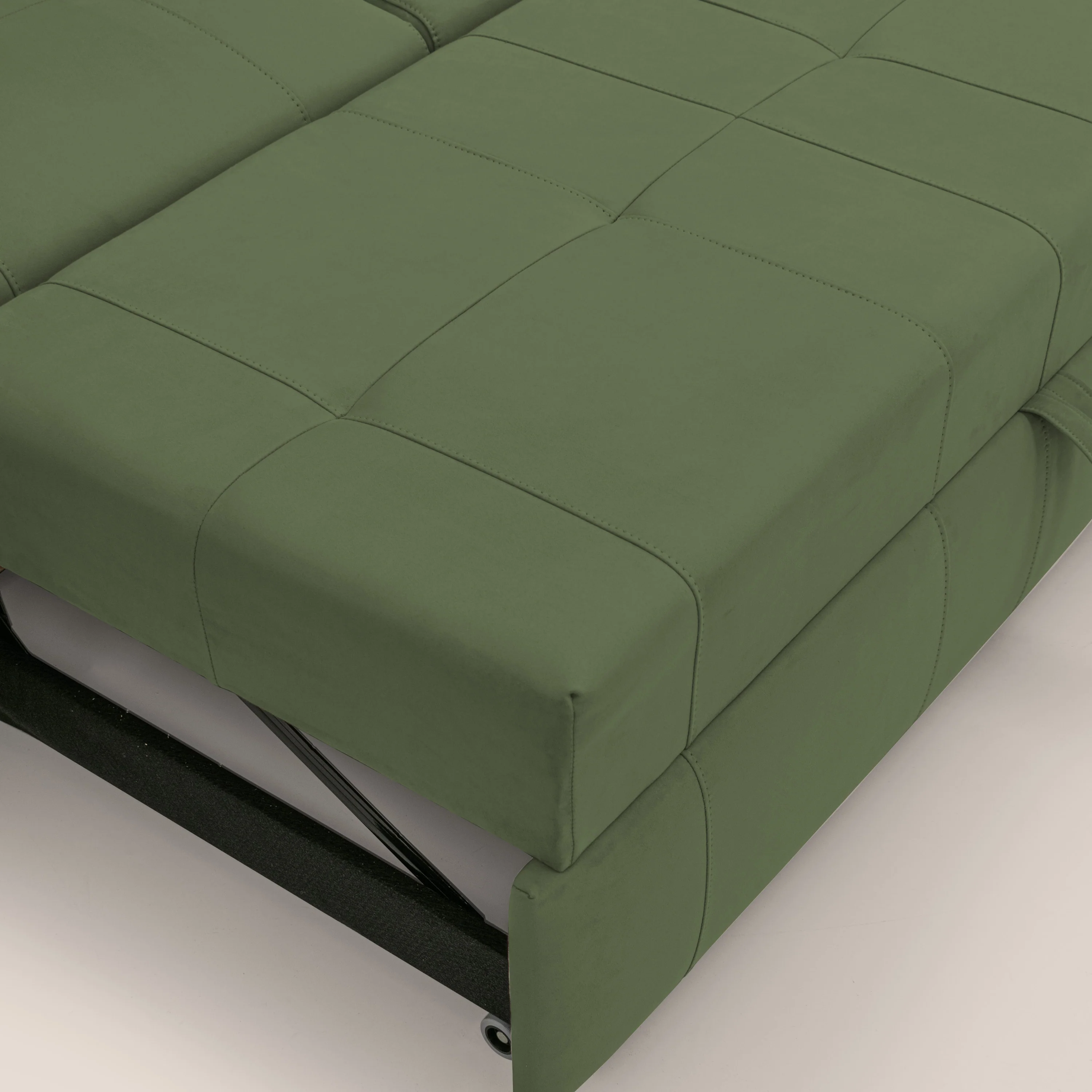 Kronos Canapé d'angle avec extractible et pouf coffre en micorfibre imperméable T11 vert - Image 9