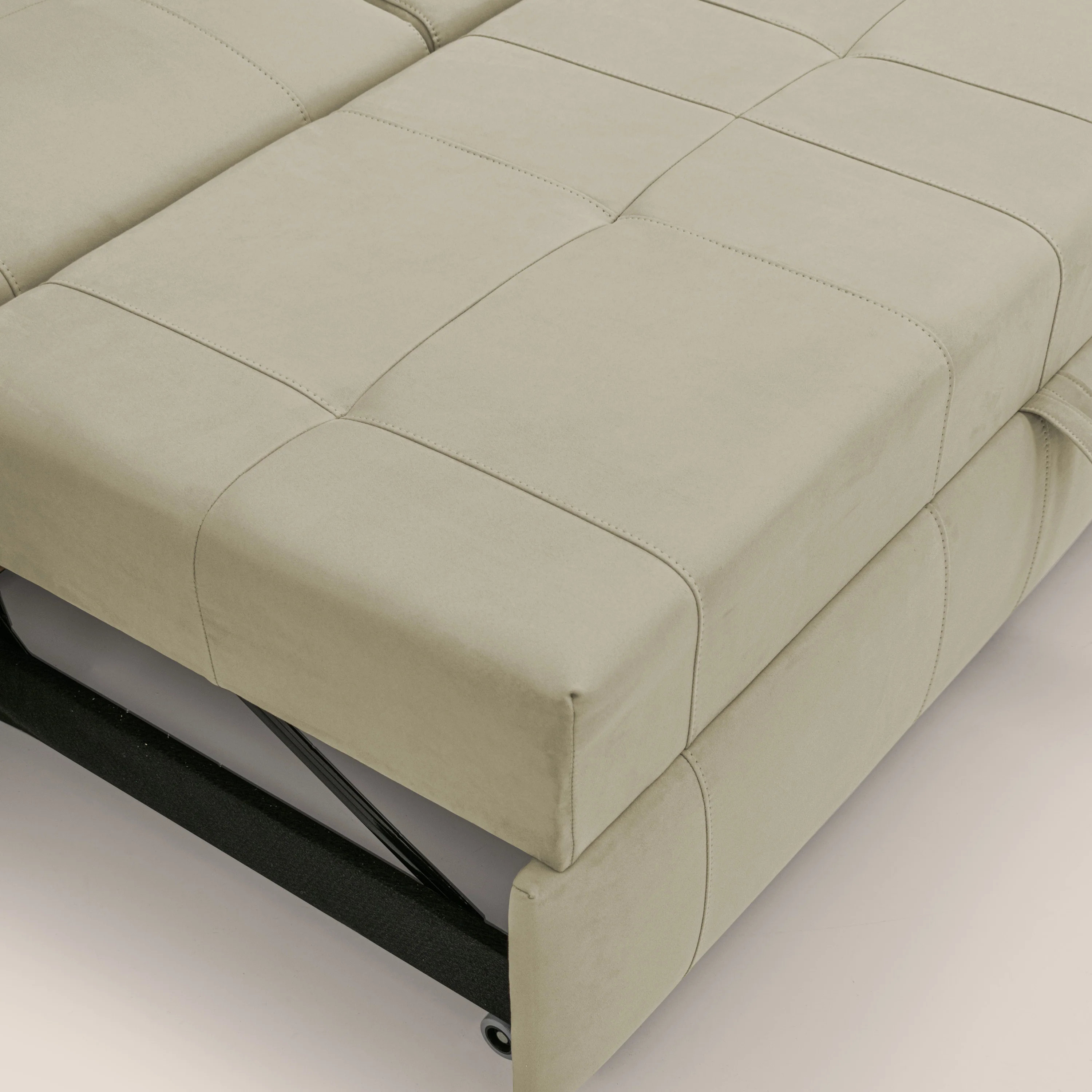 Kronos Canapé d'angle avec pouf extractible et coffre de rangement en microfibre imperméable T11 beige - Image 9