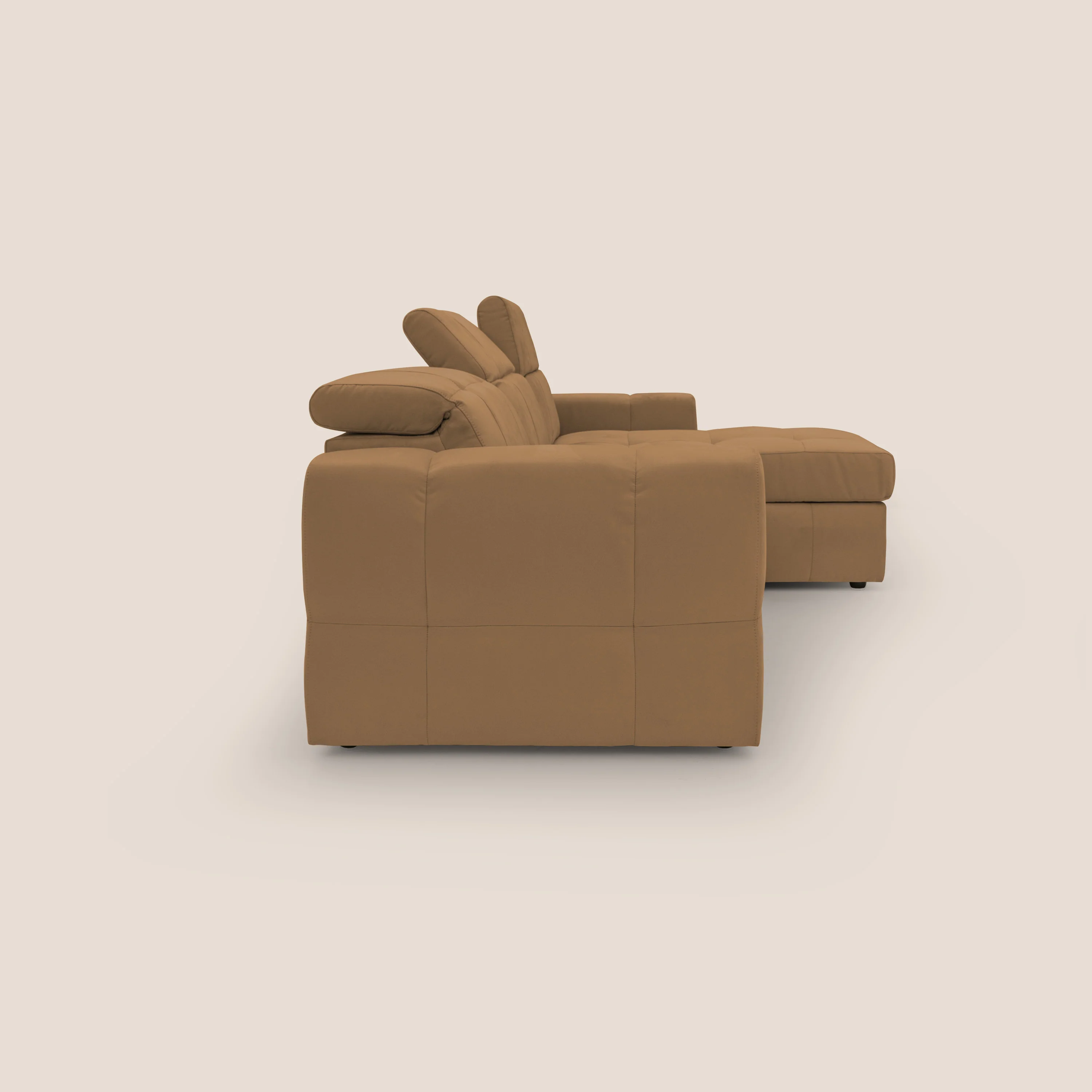 Kronos Canapé d'angle avec pouf extractible et coffre de rangement en microfibre imperméable T11 cuir - Image 10