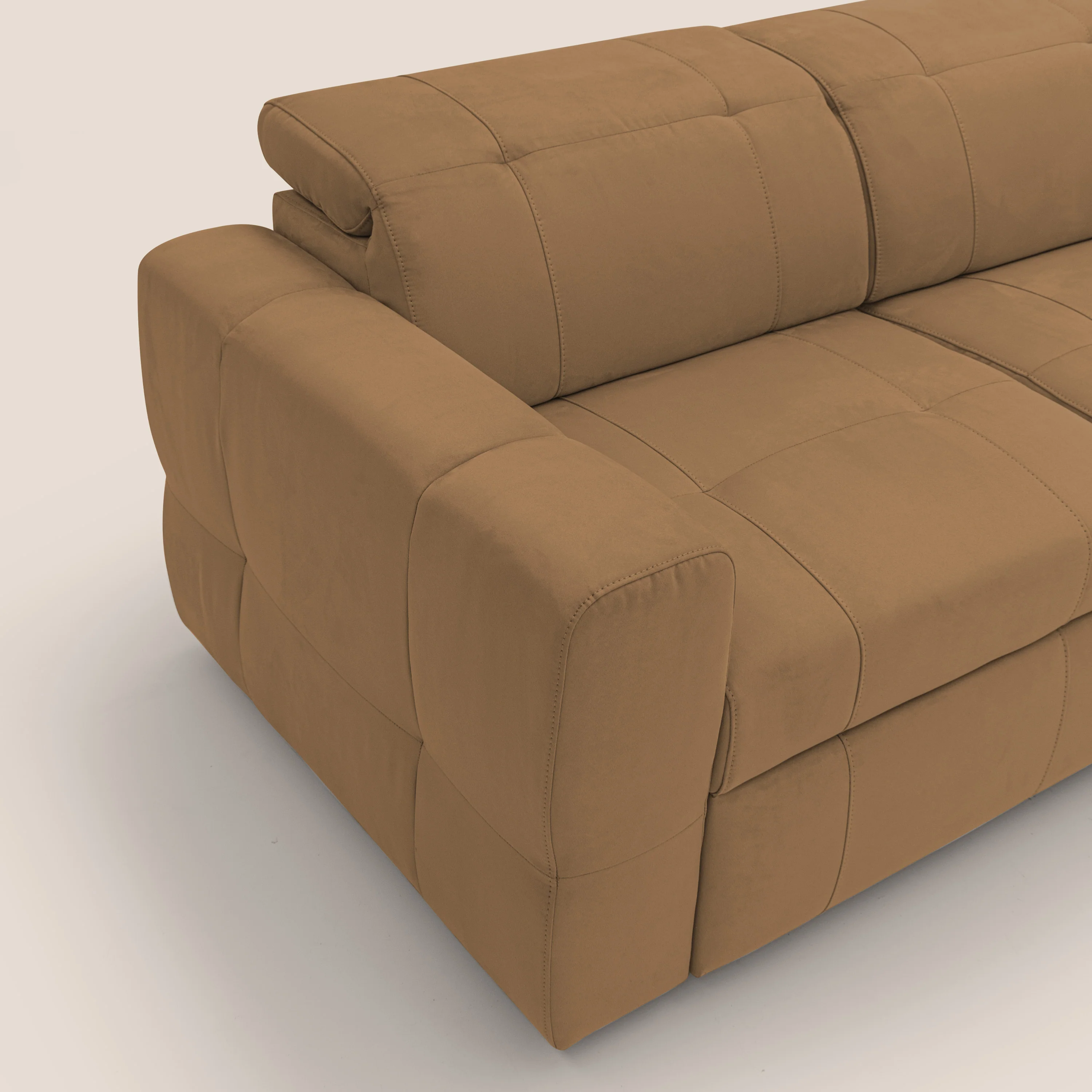 Kronos Canapé d'angle avec pouf extractible et coffre de rangement en microfibre imperméable T11 cuir - Image 6