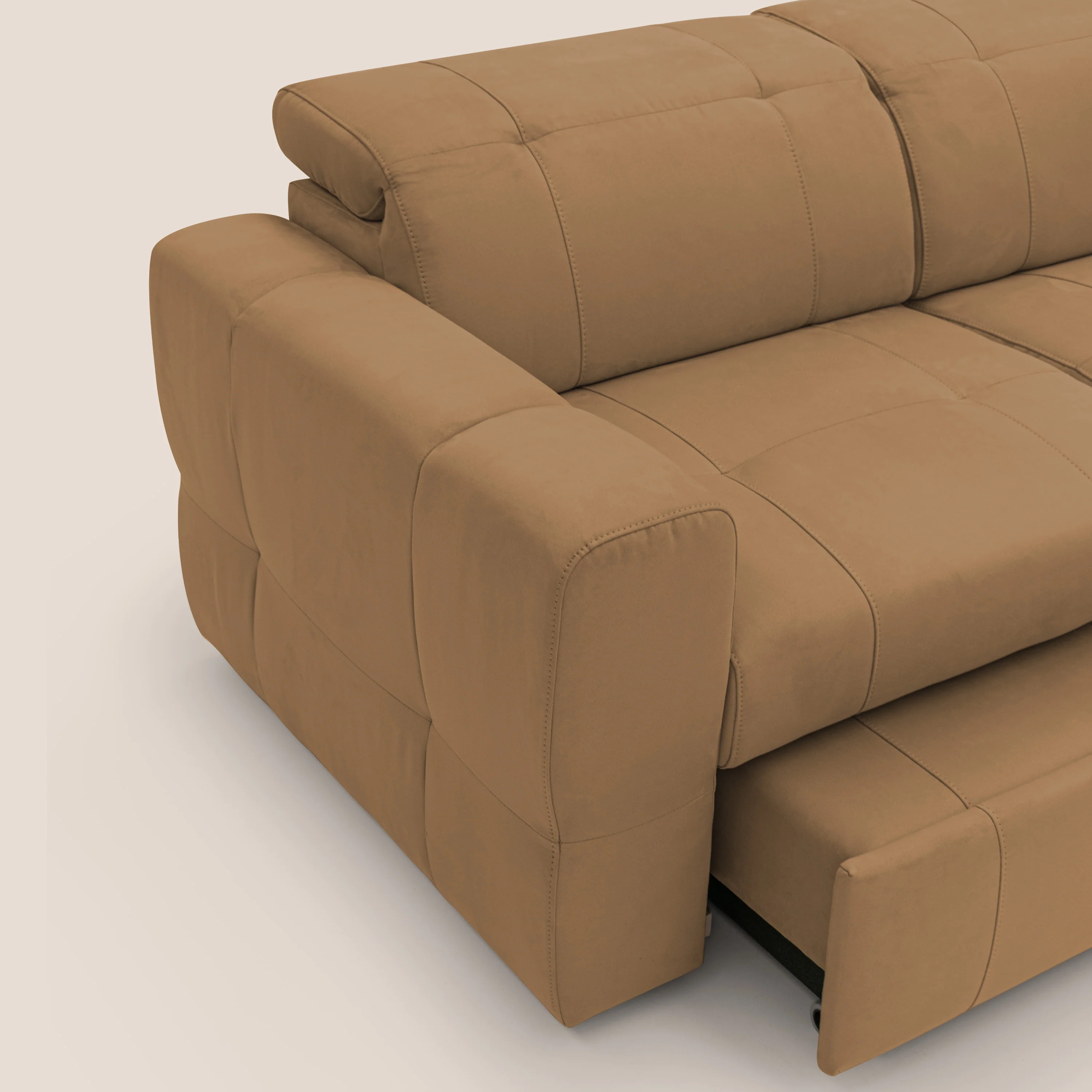 Kronos Canapé d'angle avec pouf extractible et coffre de rangement en microfibre imperméable T11 cuir - Image 8