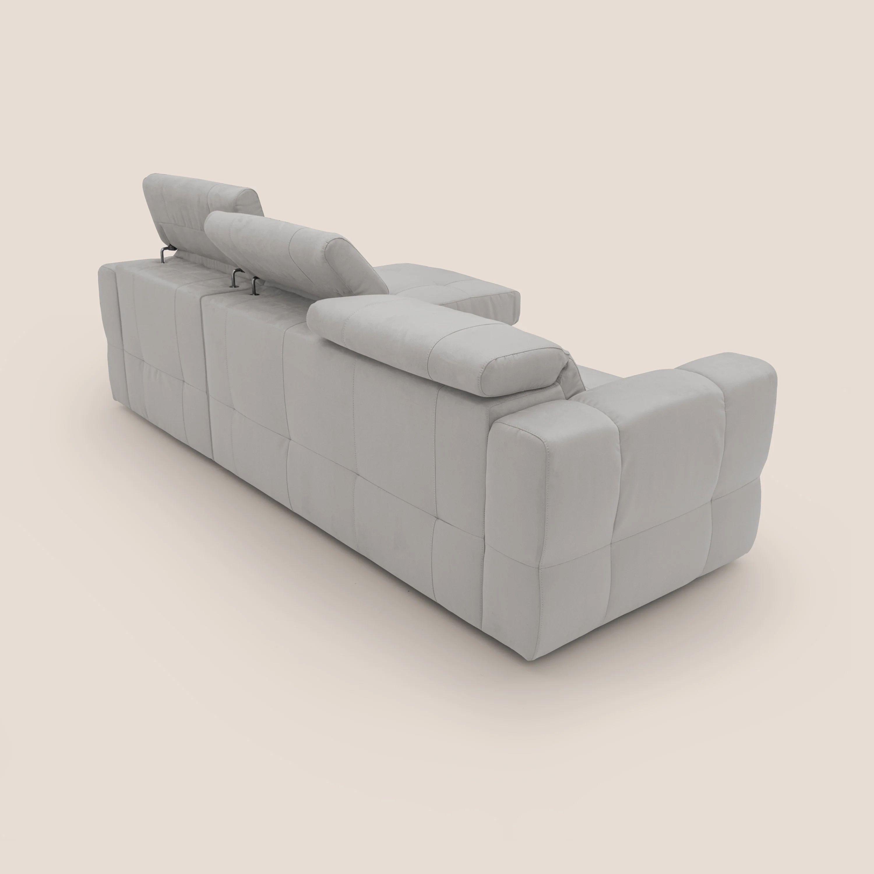 Kronos Canapé d'angle avec pouf extractible et coffre de rangement en microfibre imperméable T11 gris clair - Image 12