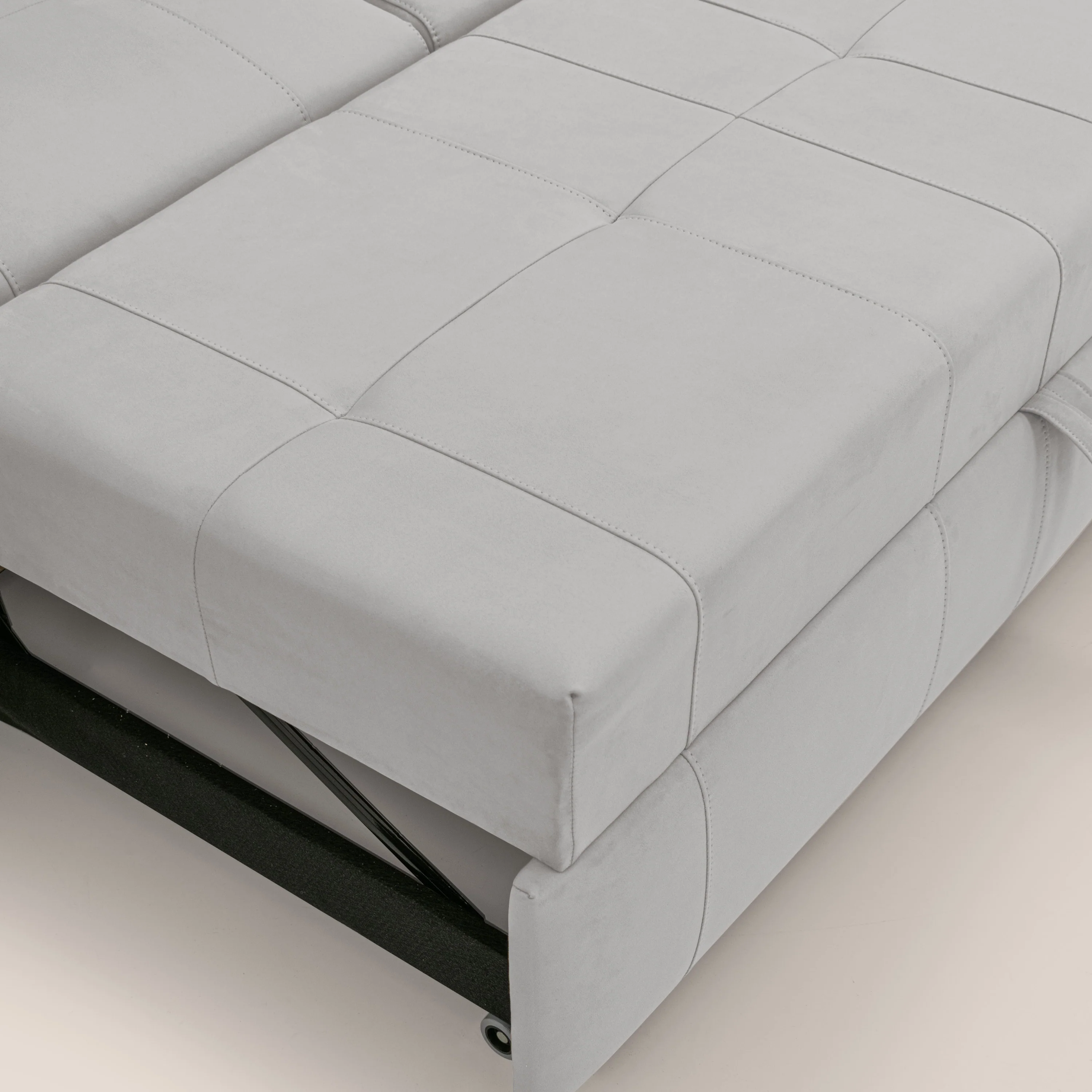Kronos Canapé d'angle avec pouf extractible et coffre de rangement en microfibre imperméable T11 gris clair - Image 9