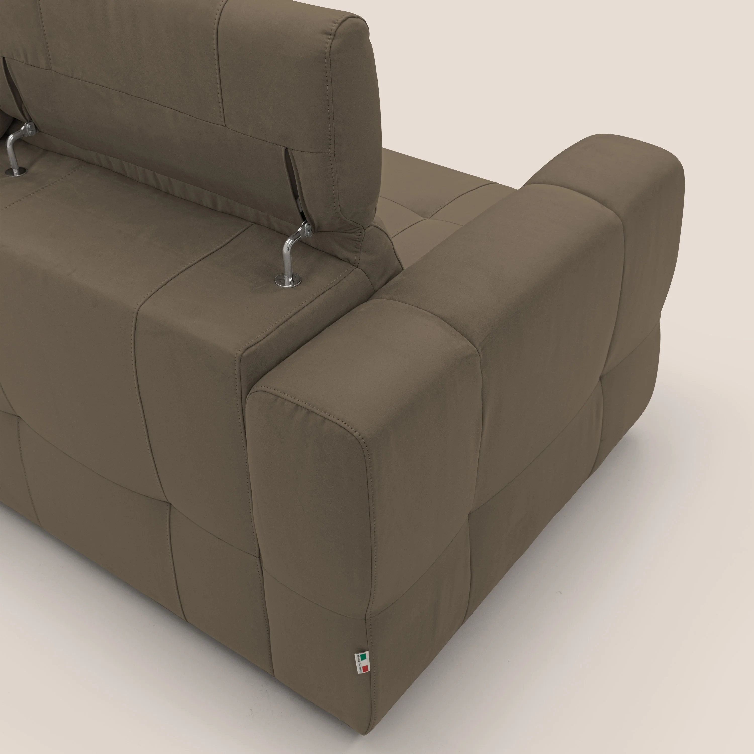 Kronos Canapé d'angle avec pouf extractible et coffre de rangement en microfibre imperméable T11 marron - Image 11
