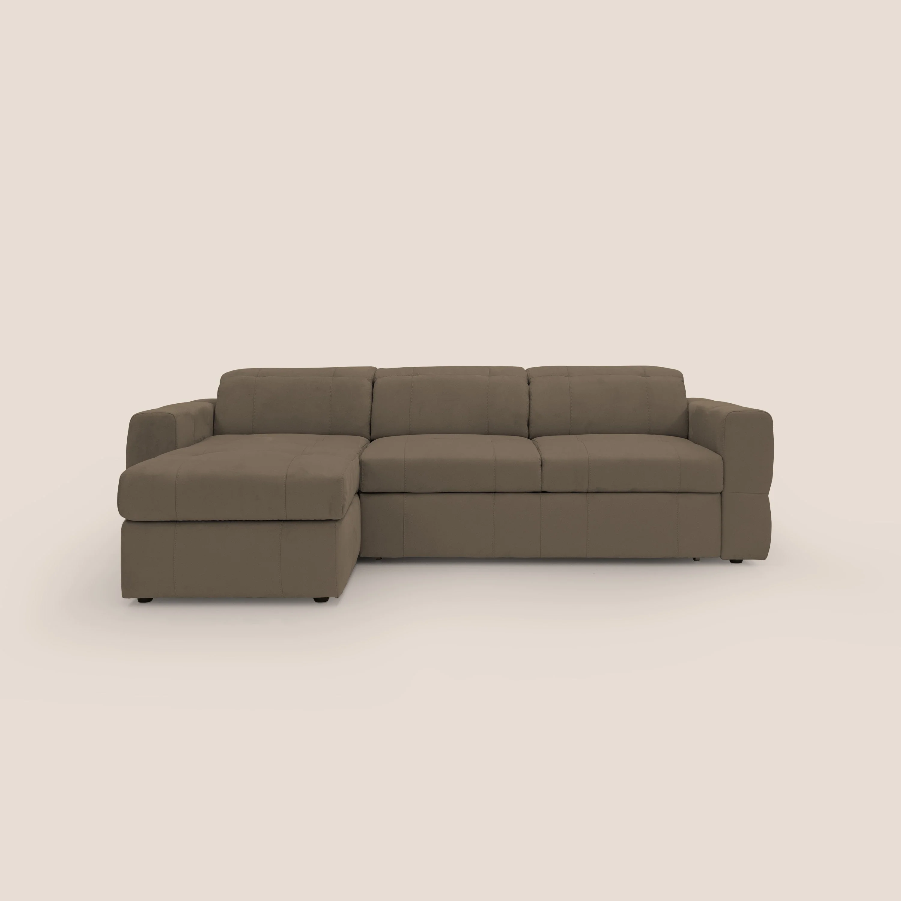 Kronos Canapé d'angle avec pouf extractible et coffre de rangement en microfibre imperméable T11 marron - Image 13