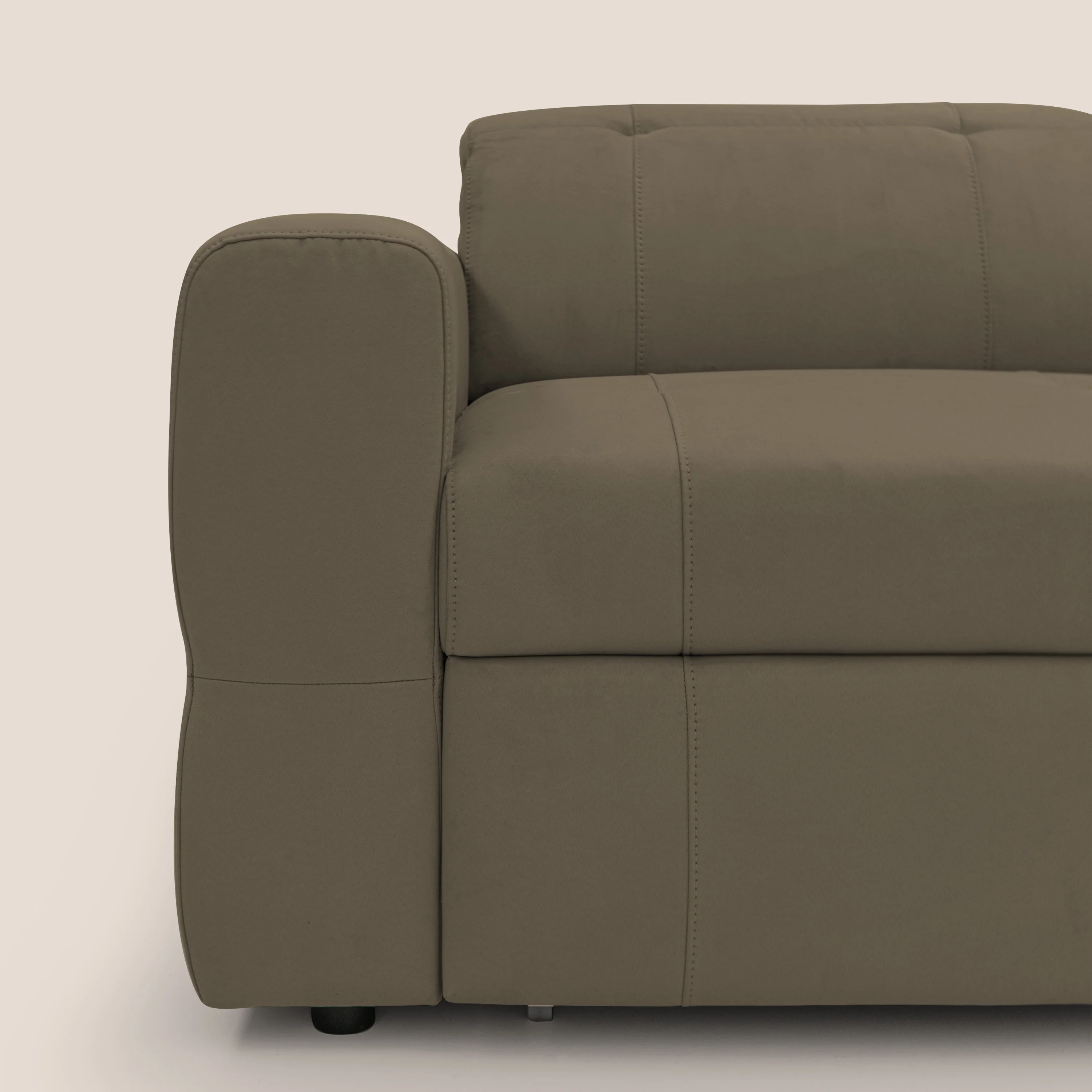 Kronos Canapé d'angle avec pouf extractible et coffre de rangement en microfibre imperméable T11 marron - Image 5