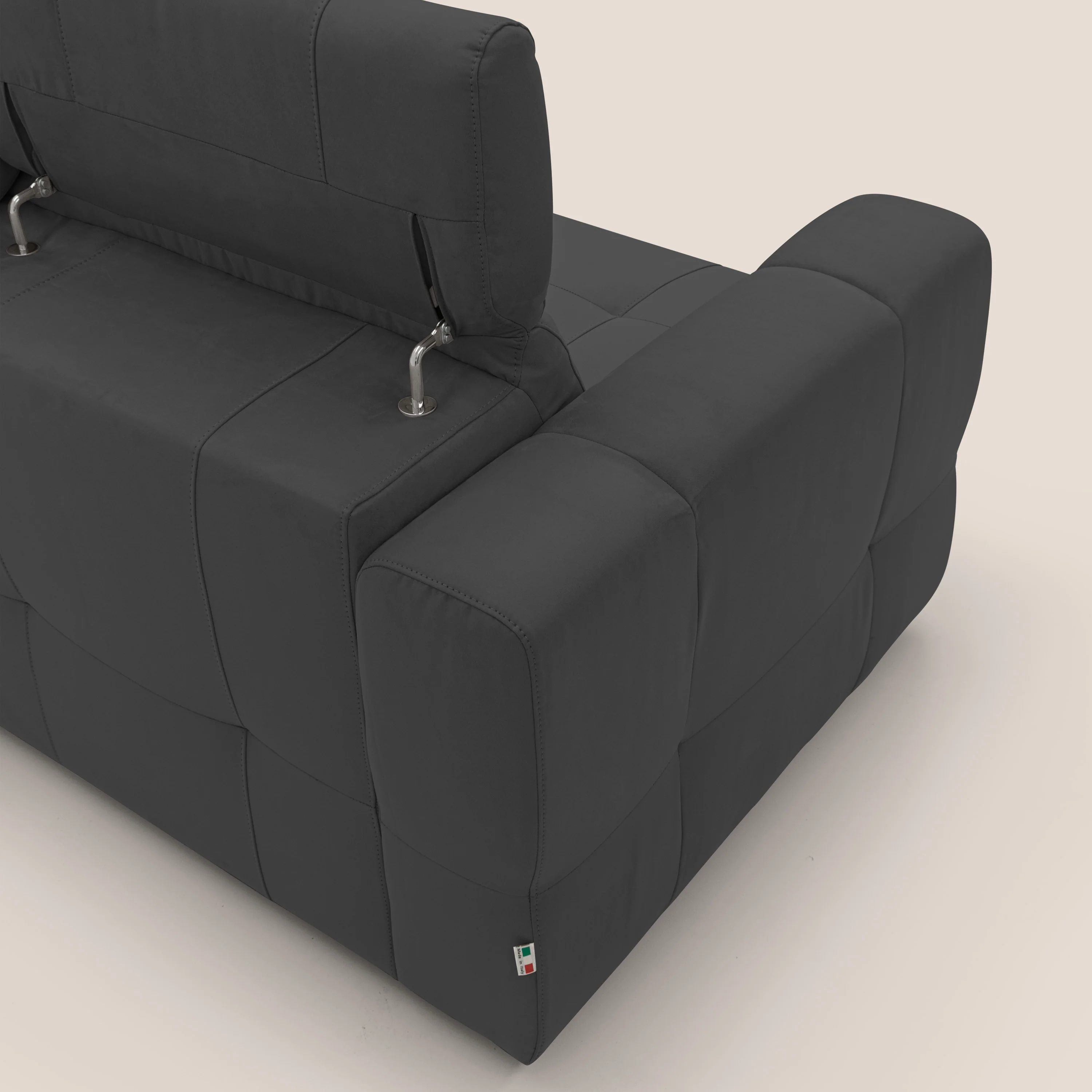 Kronos Canapé d'angle avec pouf extractible et coffre de rangement en microfibre imperméable T11 noir - Image 11