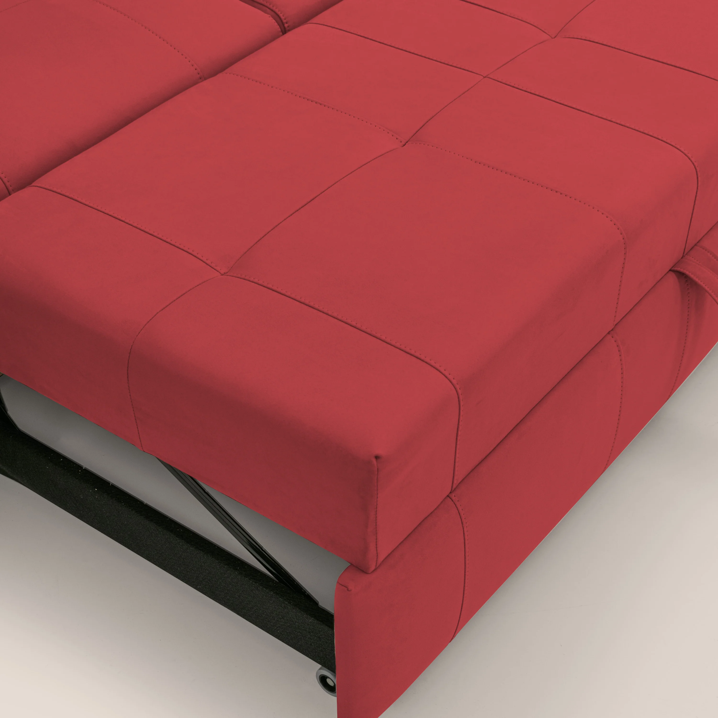 Kronos Canapé d'angle avec pouf extractible et coffre de rangement en microfibre imperméable T11 rouge - Image 9