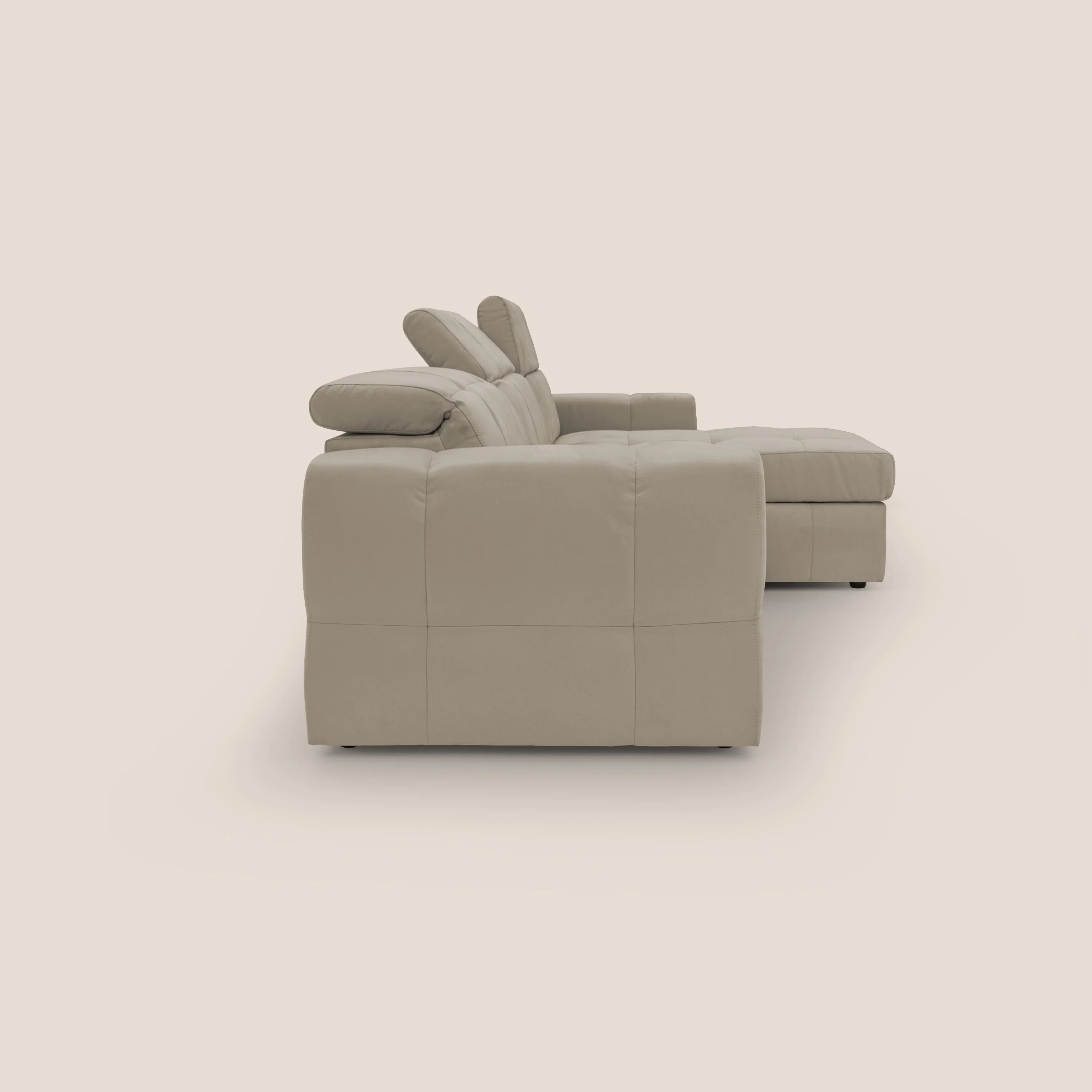 Kronos Canapé d'angle avec pouf extractible et coffre de rangement en microfibre imperméable T11 Taupe tortora - Image 10