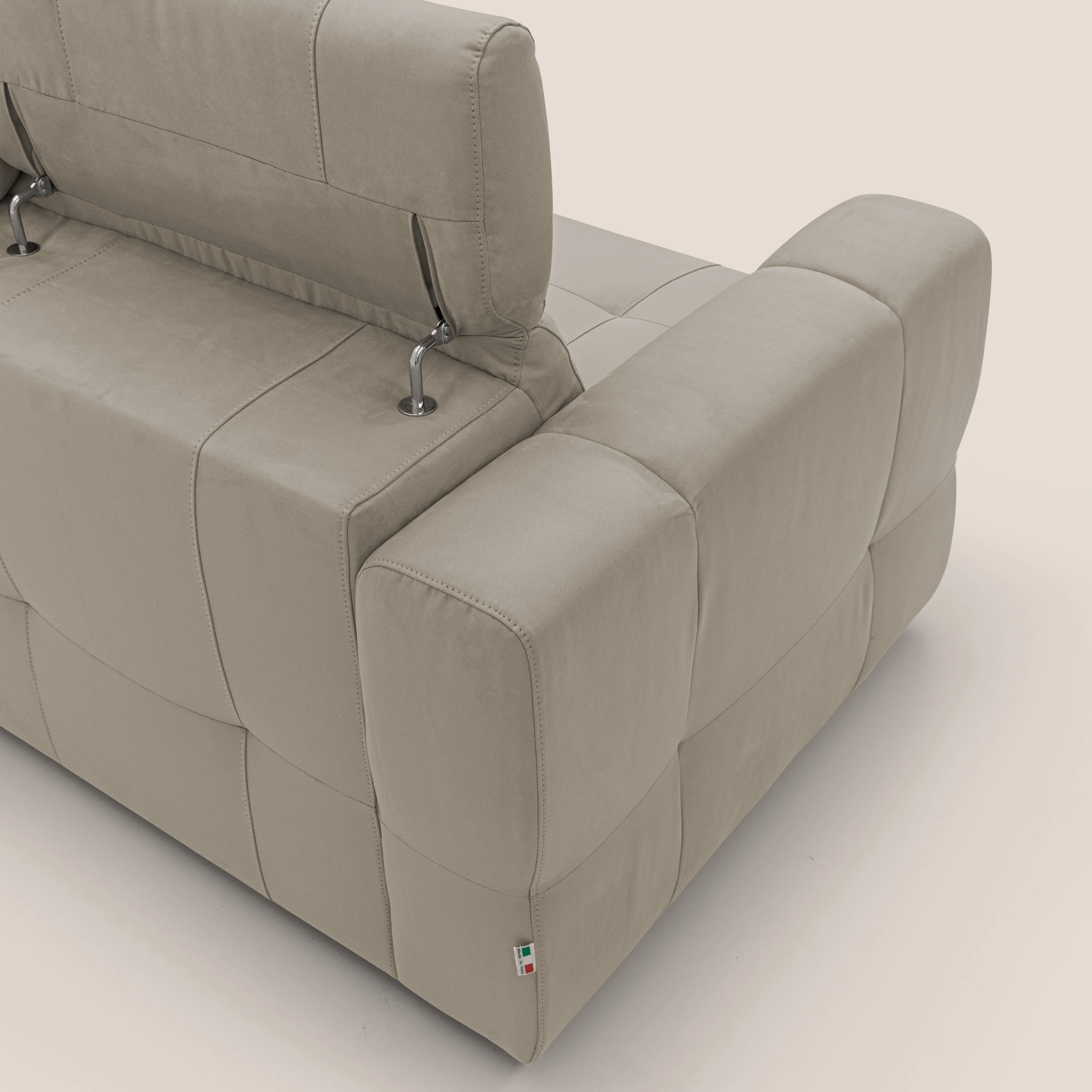 Kronos Canapé d'angle avec pouf extractible et coffre de rangement en microfibre imperméable T11 Taupe tortora - Image 11