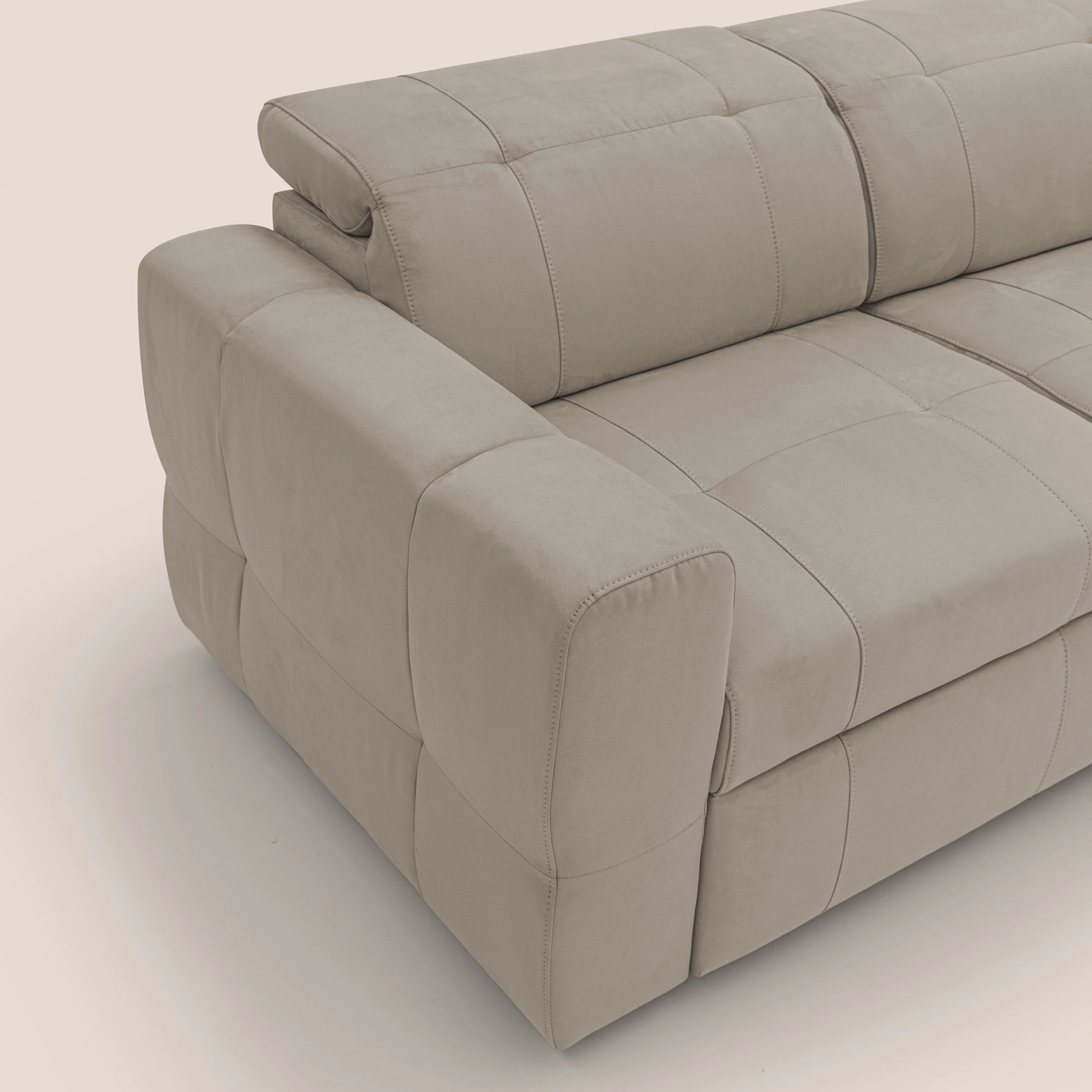 Kronos Canapé d'angle avec pouf extractible et coffre de rangement en microfibre imperméable T11 Taupe tortora - Image 6
