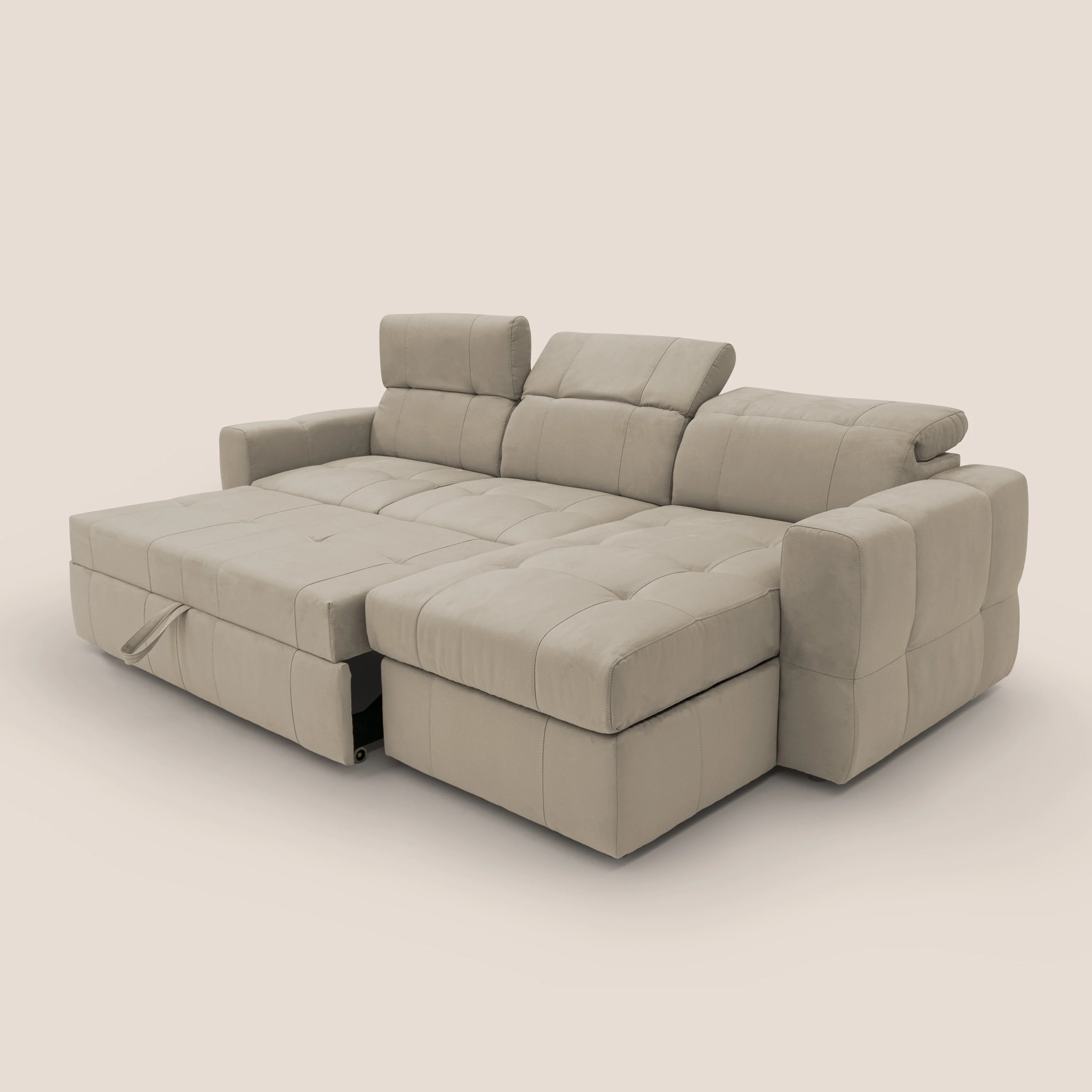 Kronos Canapé d'angle avec pouf extractible et coffre de rangement en microfibre imperméable T11 Taupe tortora - Image 7