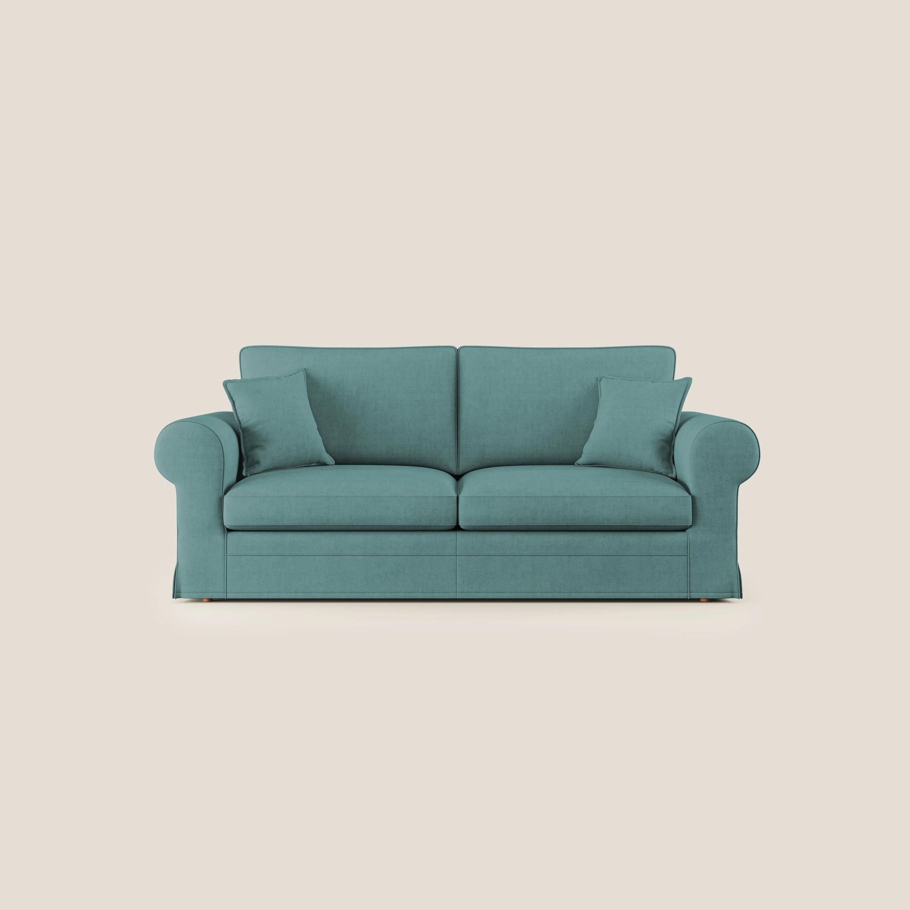 Lady canapé classique en plume d'oie réalisé avec un tissu imperméable T02 bleu canard