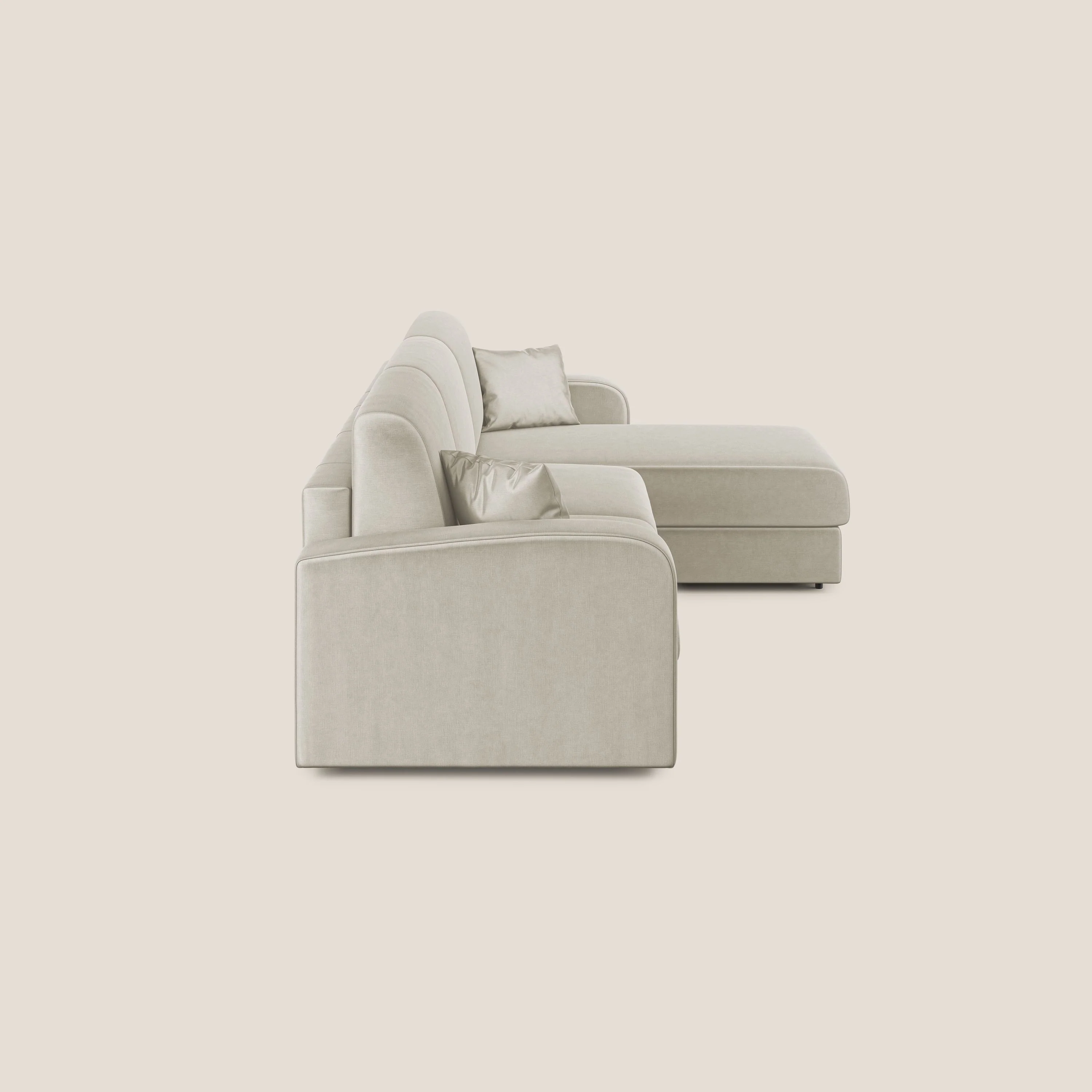 Lebron Canapé d'angle convertible en velours T01 crème - Image 4