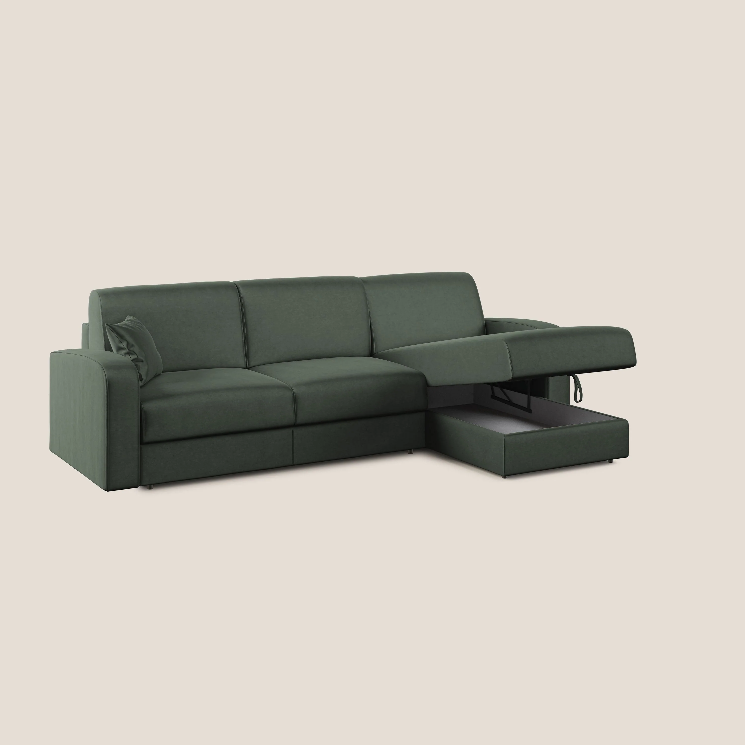 Lebron canapé d'angle convertible en velours T01 vert - Image 2