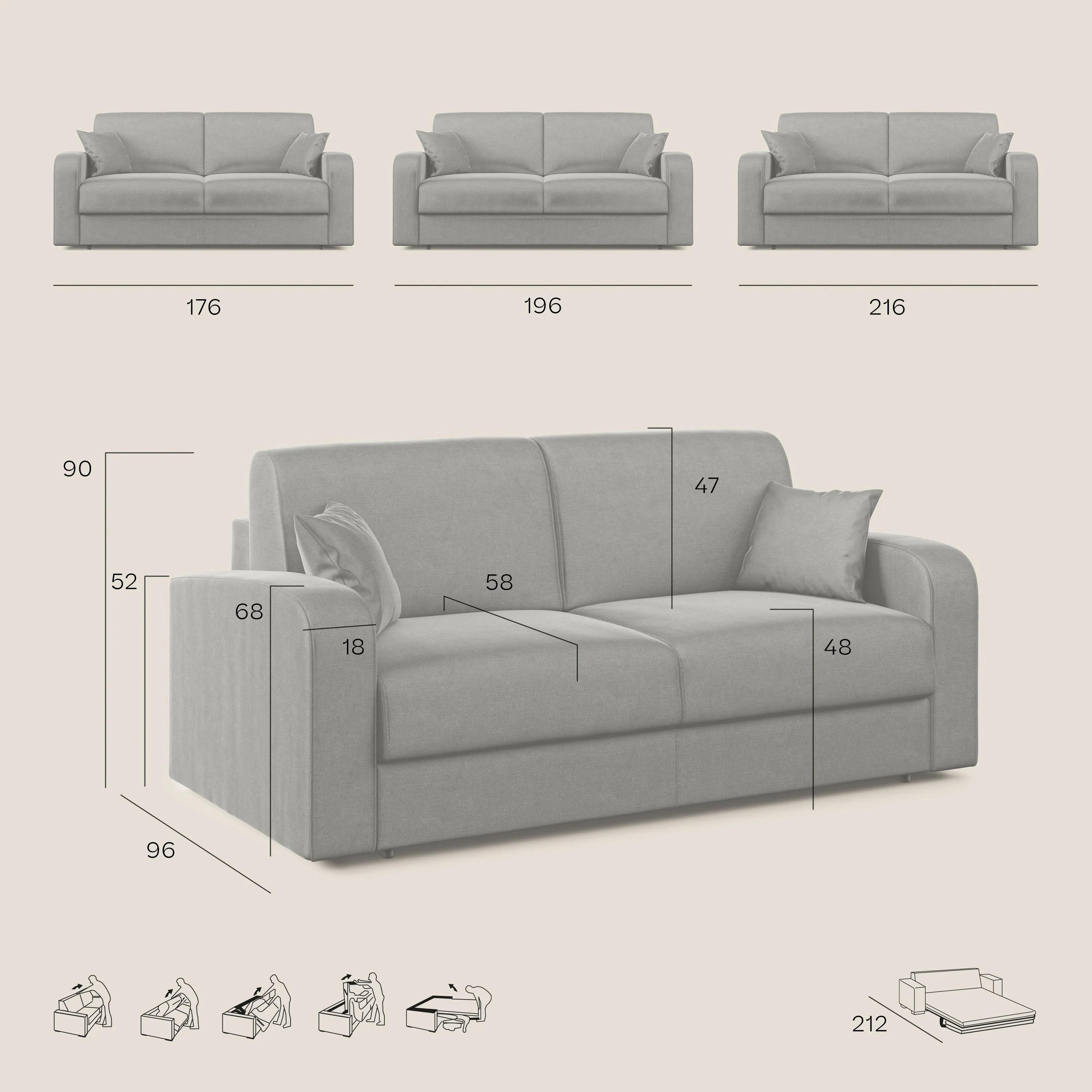 Lebron canapé lit convertible en VELOURS T01 beige - Image 10