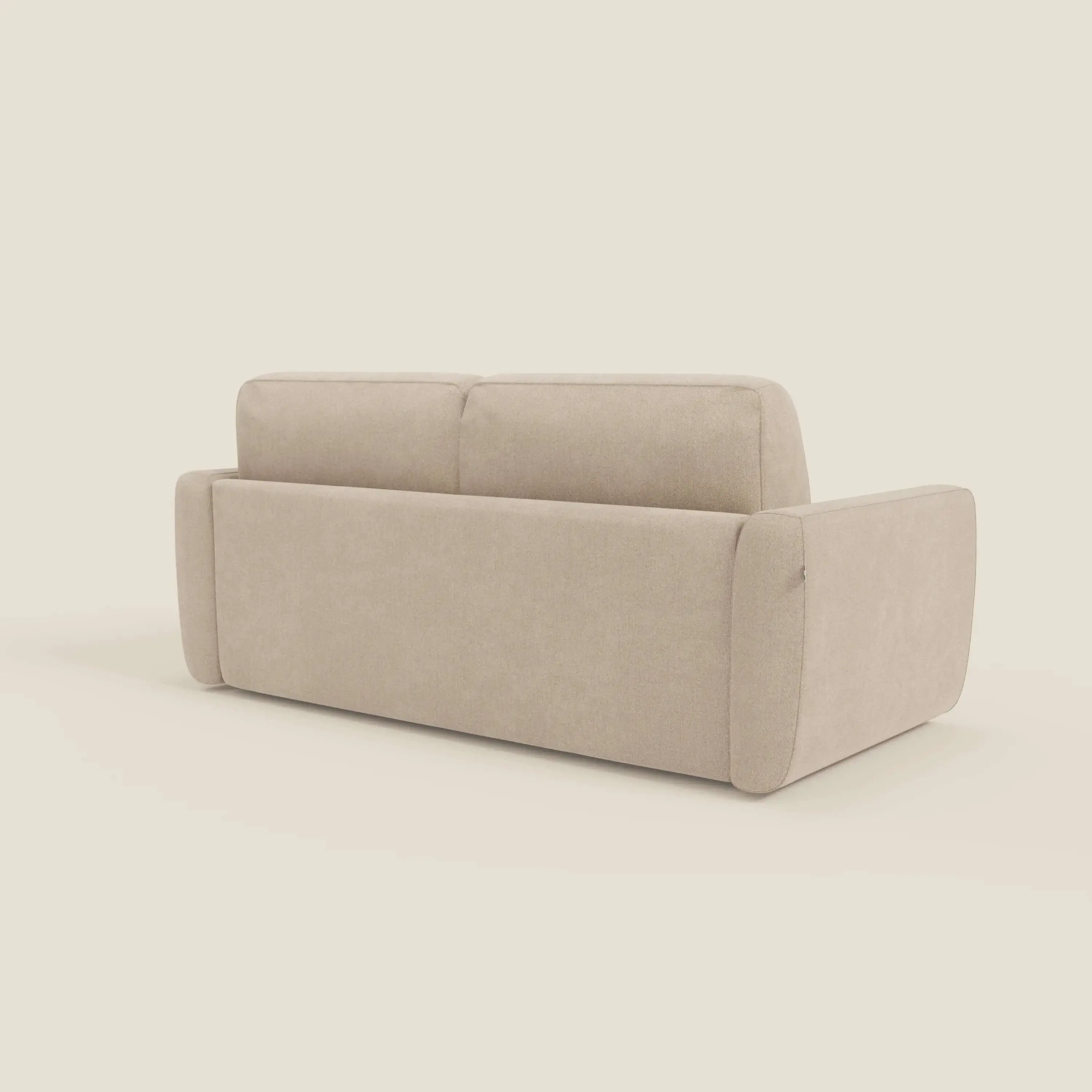 Leonida canapé convertible déhoussable et matelas H 18 cm - coffre à oreiller en tissu détachable T23 beige - Image 5