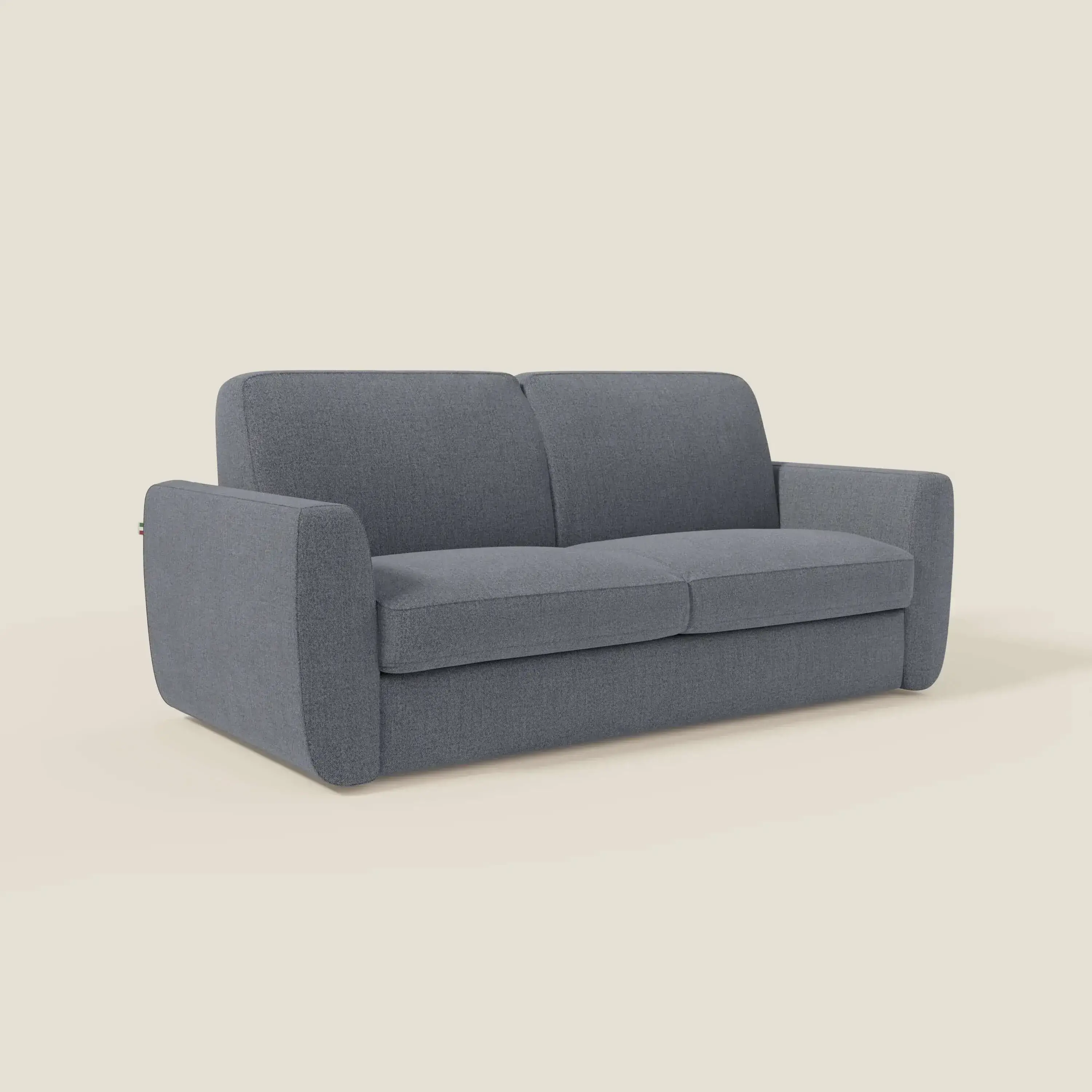 Leonida canapé convertible déhoussable et matelas H 18 cm - coffre à oreiller en tissu détachable T23 bleu graphite - Image 3