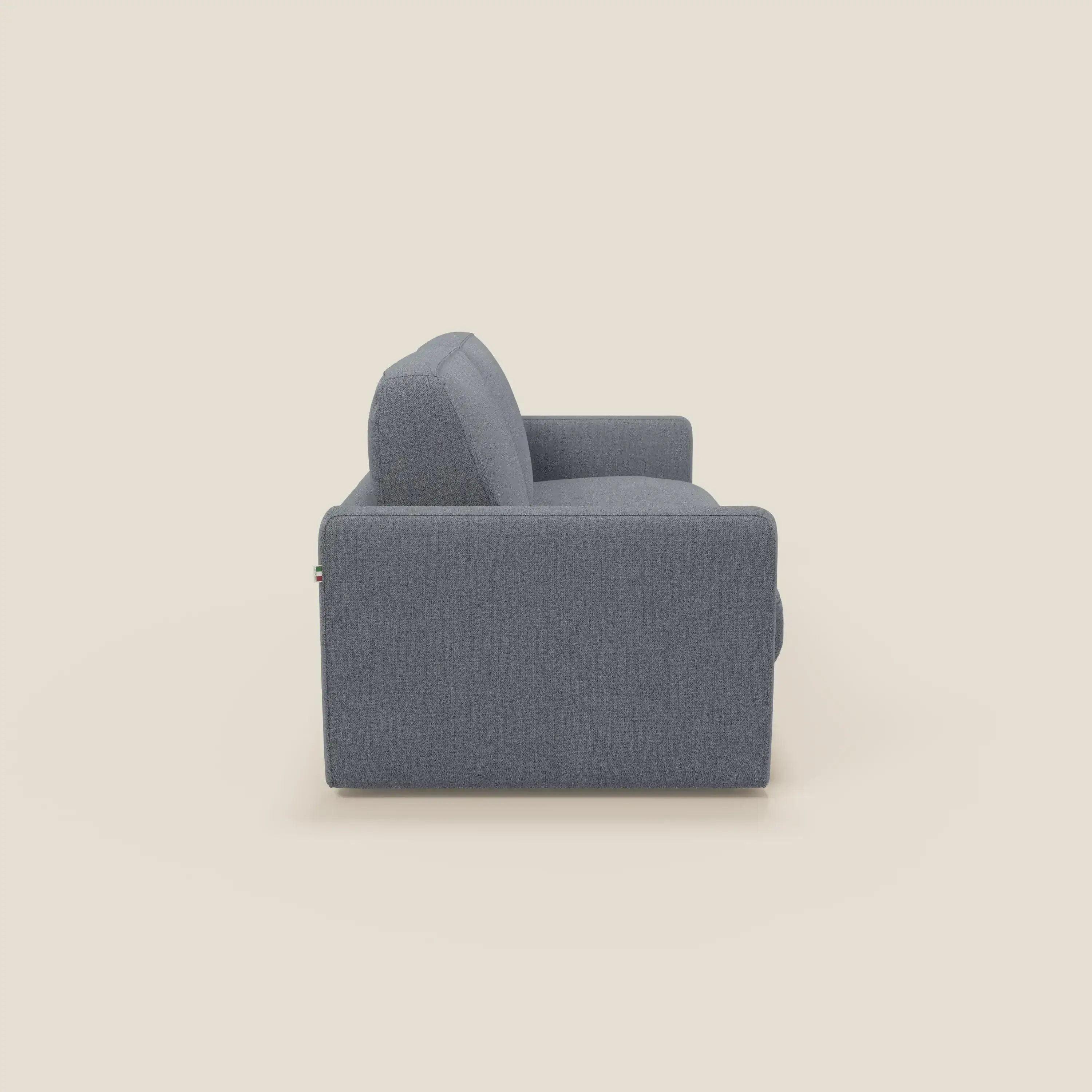 Leonida canapé convertible déhoussable et matelas H 18 cm - coffre à oreiller en tissu détachable T23 bleu graphite - Image 4