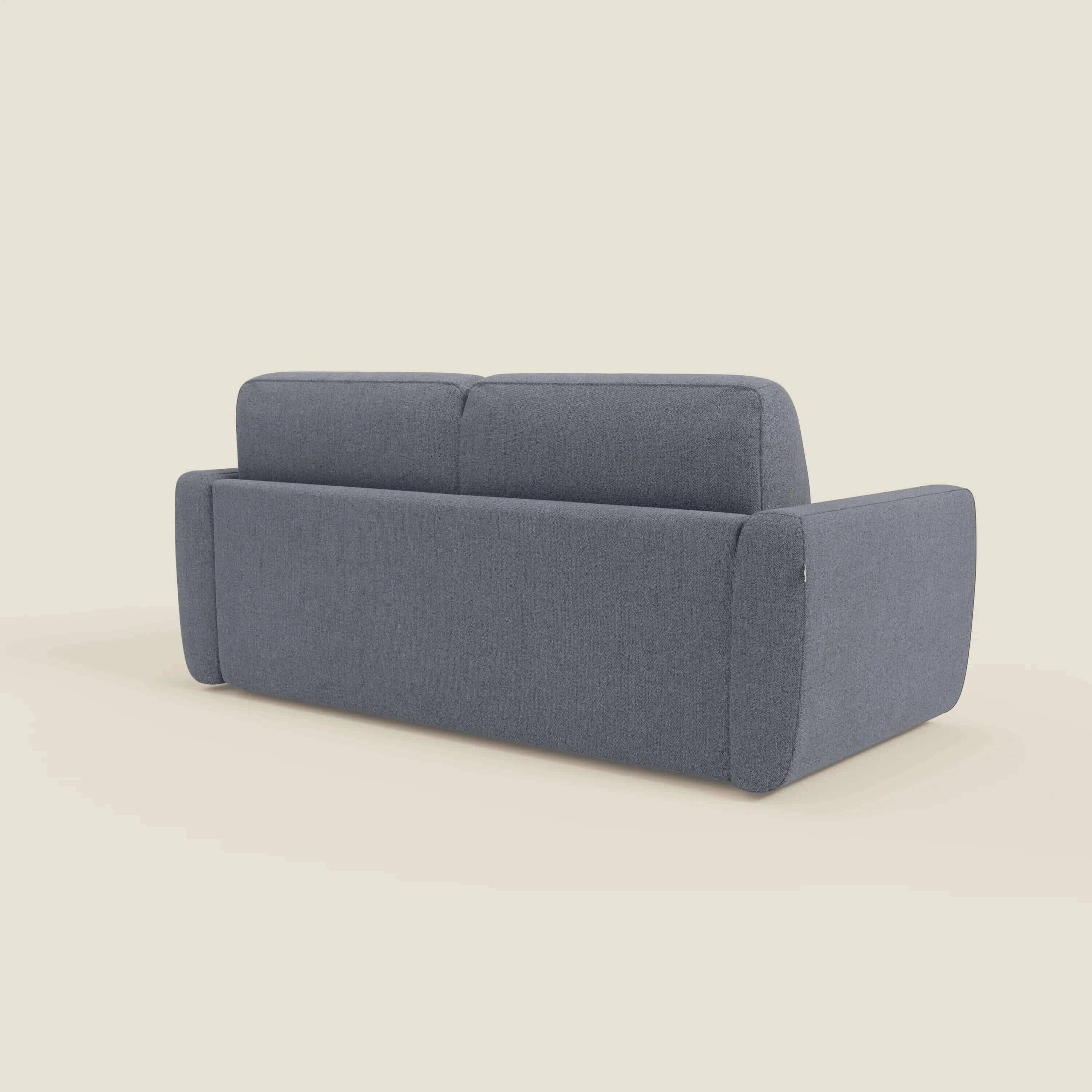 Leonida canapé convertible déhoussable et matelas H 18 cm - coffre à oreiller en tissu détachable T23 bleu graphite - Image 5