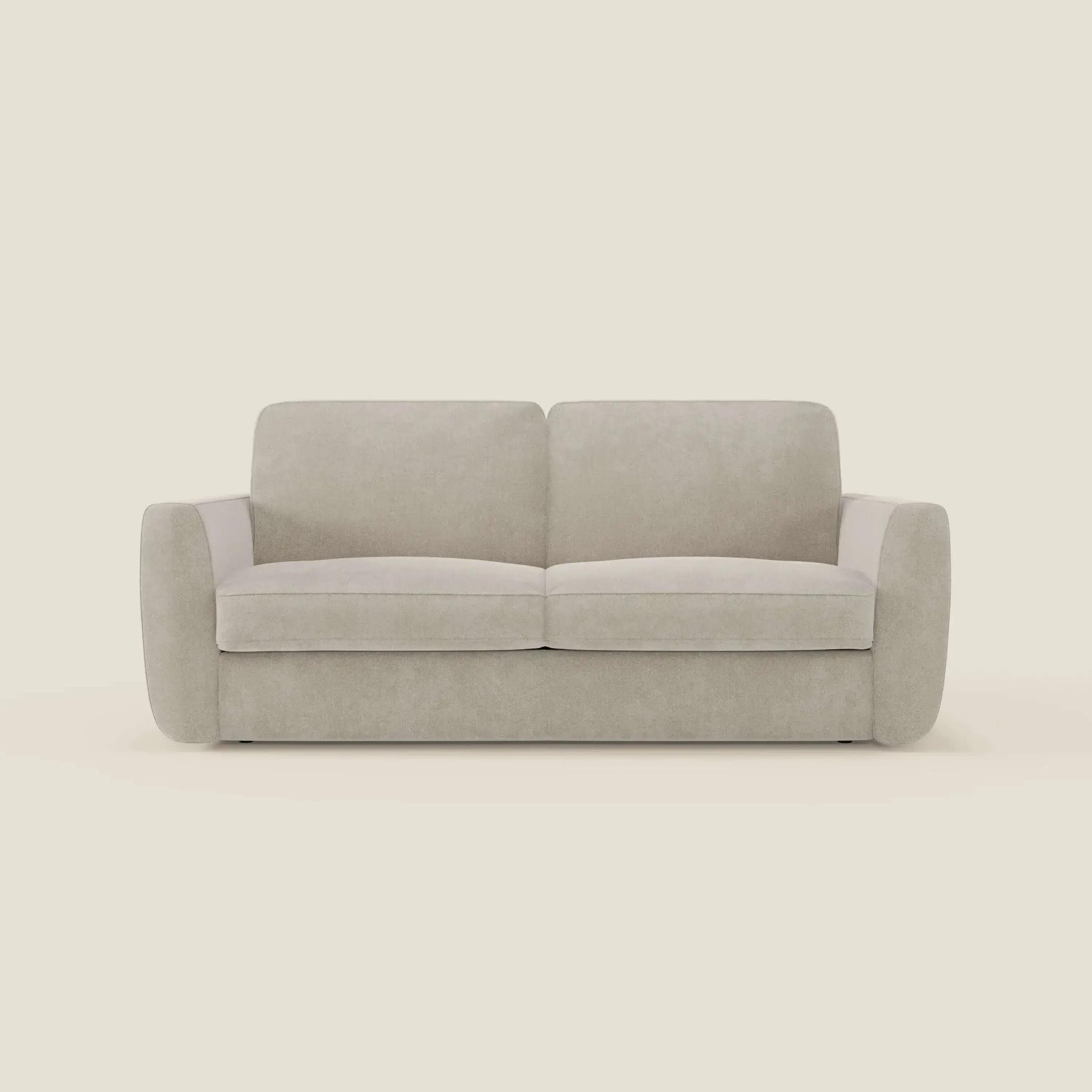 Leonida canapé convertible déhoussable et matelas H 18 cm - coffre à oreiller en tissu détachable T23 crème