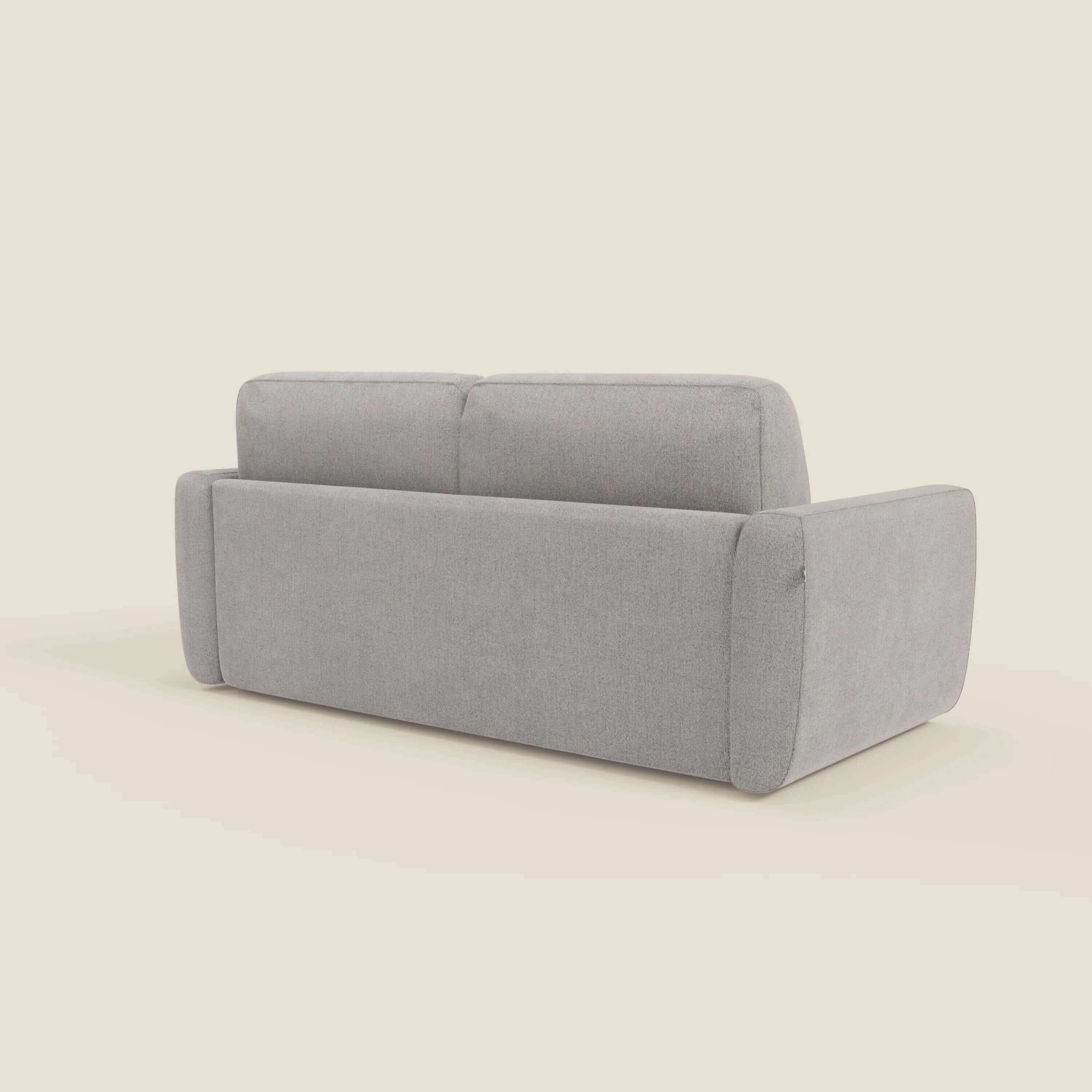 Leonida canapé convertible déhoussable et matelas H 18 cm - coffre à oreiller en tissu détachable T23 gris - Image 5